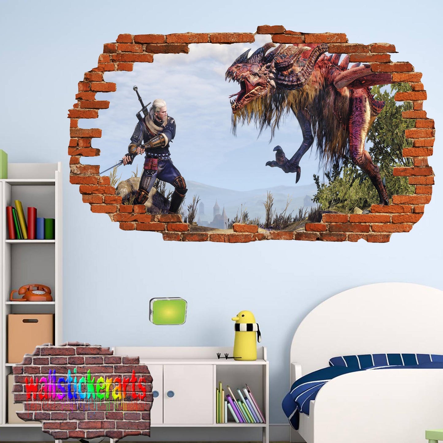 Witcher 3d Smashed Wall Sticker Room Decoration Decal Mural