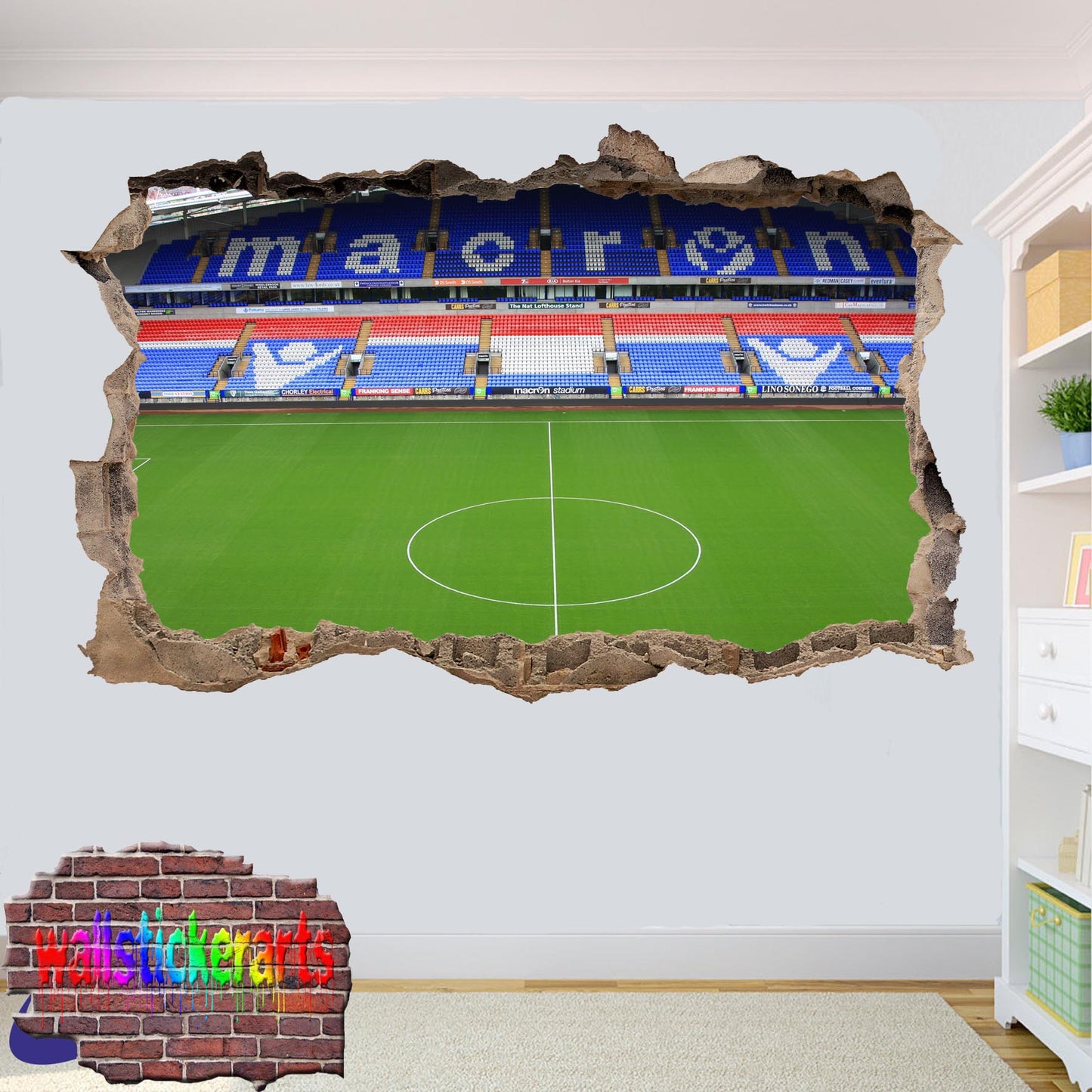 BOLTON FOOTBALL STADIUM MACRON WALL STICKER