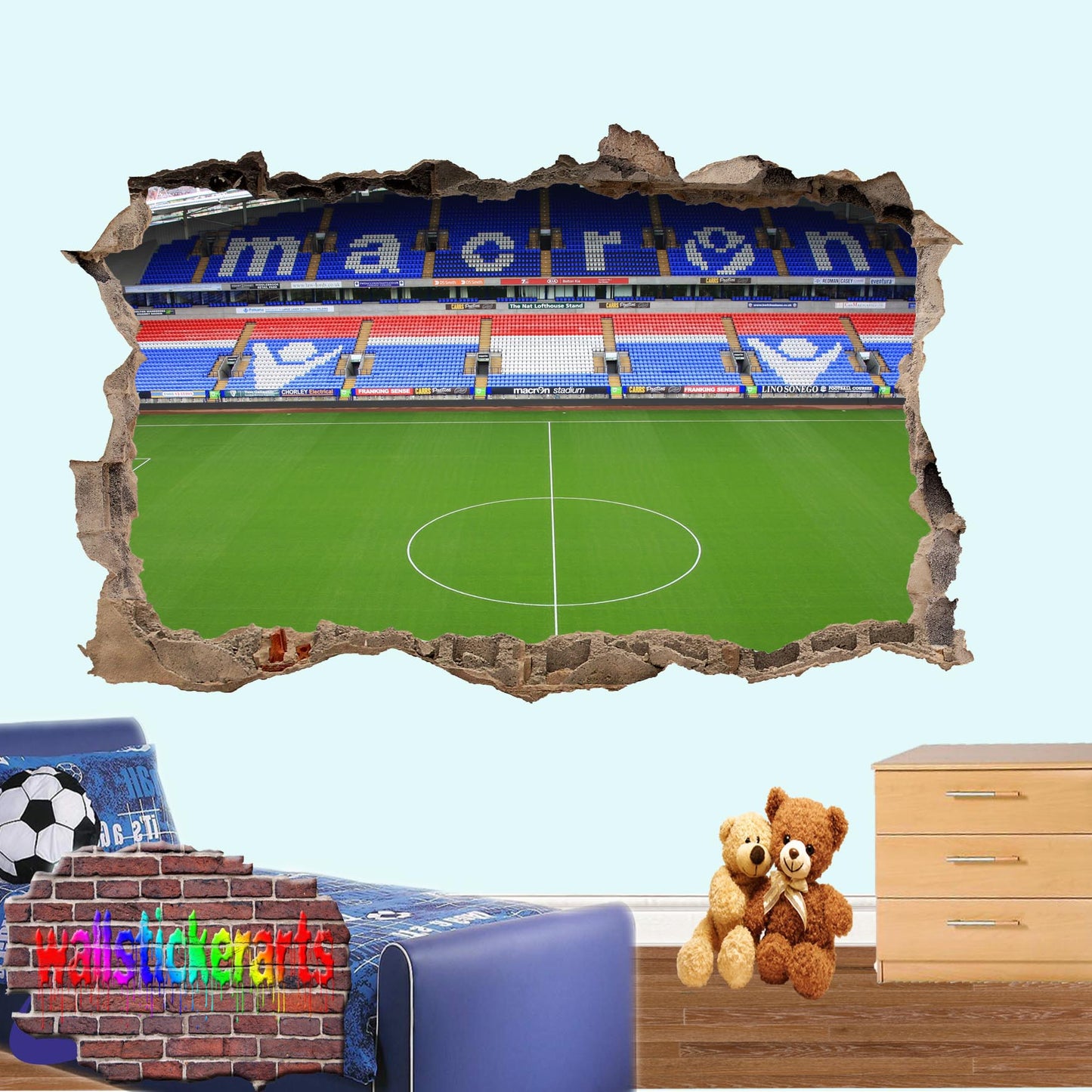 BOLTON FOOTBALL STADIUM MACRON WALL STICKER
