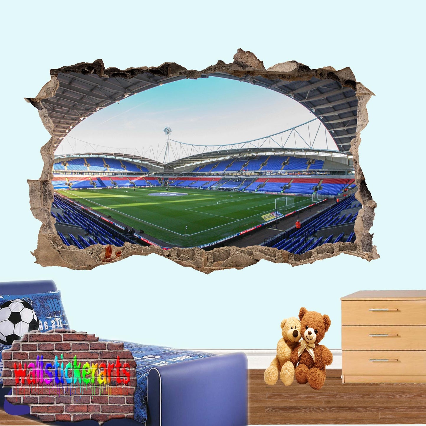 BOLTON FOOTBALL STADIUM MACRON WALL STICKER MURAL DECAL