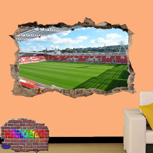 Rotherham Football Stadium New York 3d Smashed Wall Sticker Room Decor Decal Mural ZA5