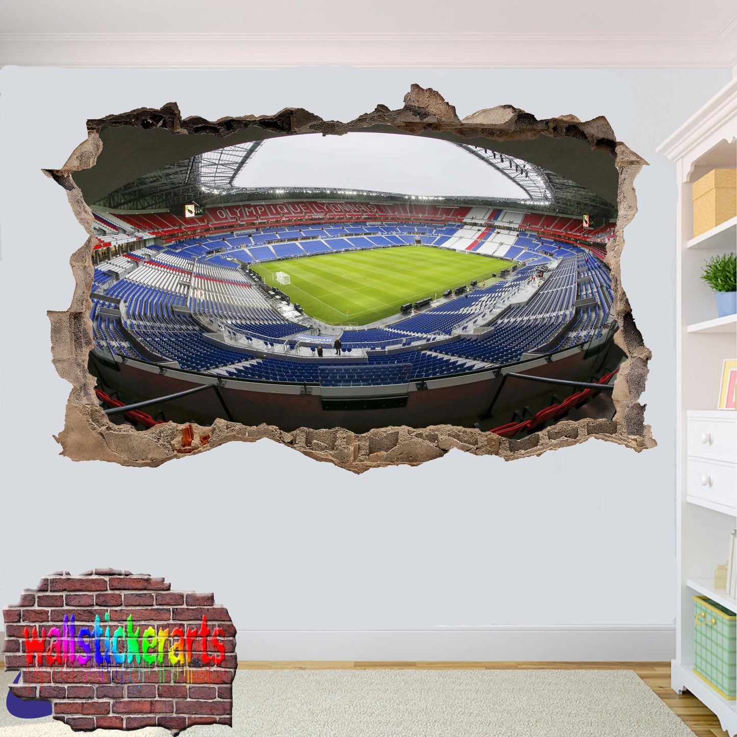 Olympique Lyon Groupama Football Stadium Wall Sticker Mural Decal 3d Effect Room Office Home Decor ZO3