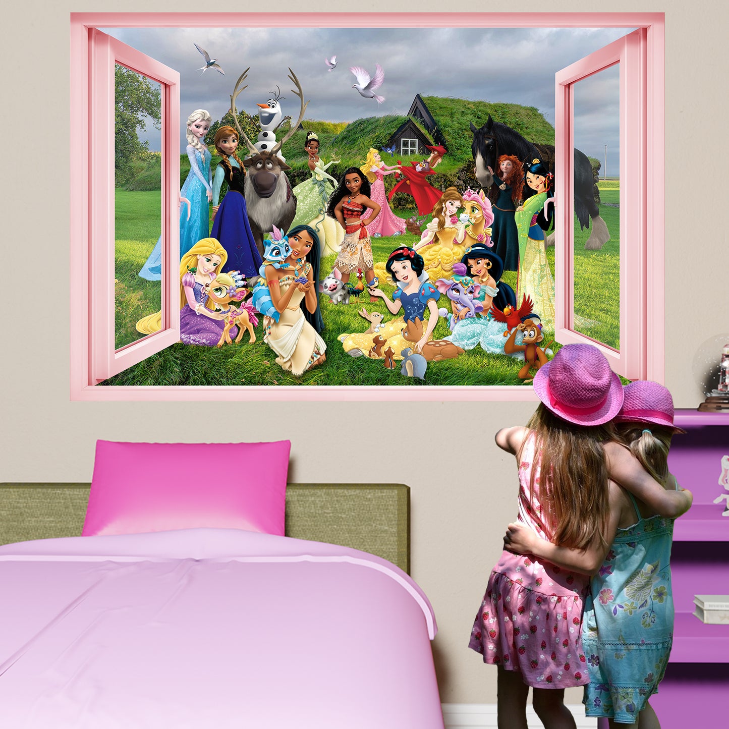 Princess Characters and Pets Wall Sticker Art Poster Decal Mural  Nursery Girls Room Decor 1084