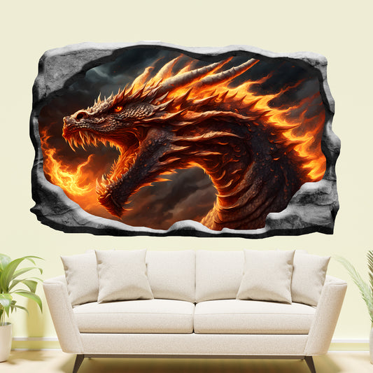 3D Majestic Dragon Decal Poster Self-adhesive Wall Sticker