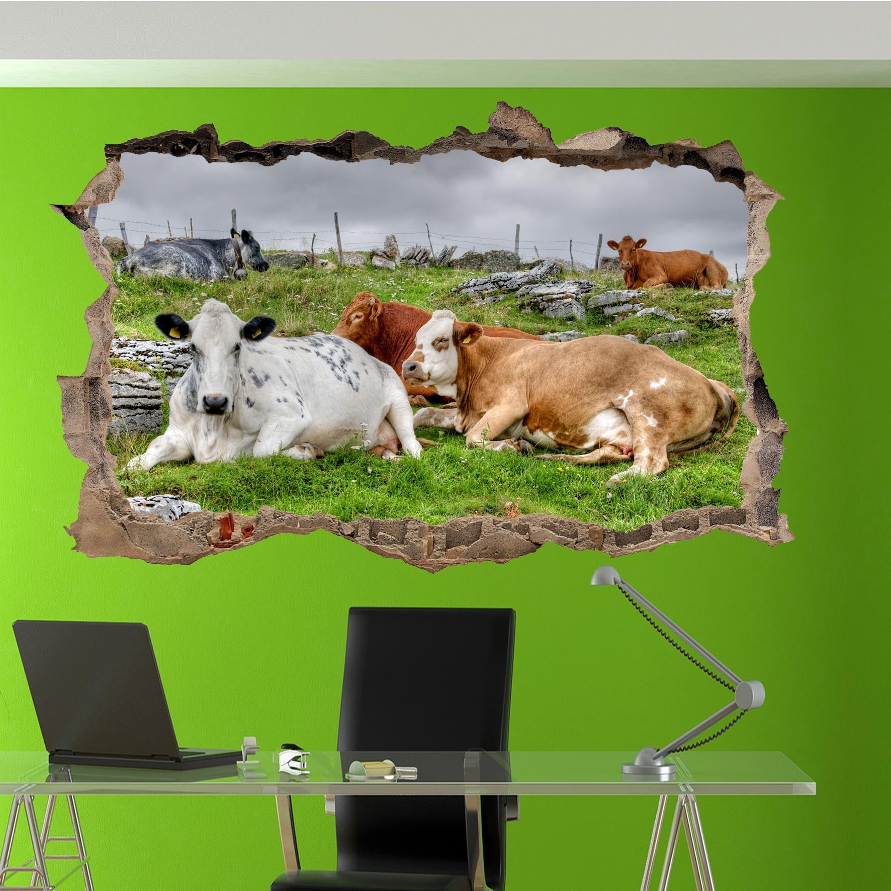 Cow and Cattle Wall Sticker Mural Decal Poster