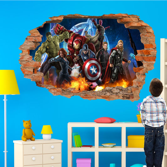 Superheroes Avengers Captain America Hulk Ironman Wall Sticker 3D Art Poster Office Nursery Home Decor Decal Mural RH2