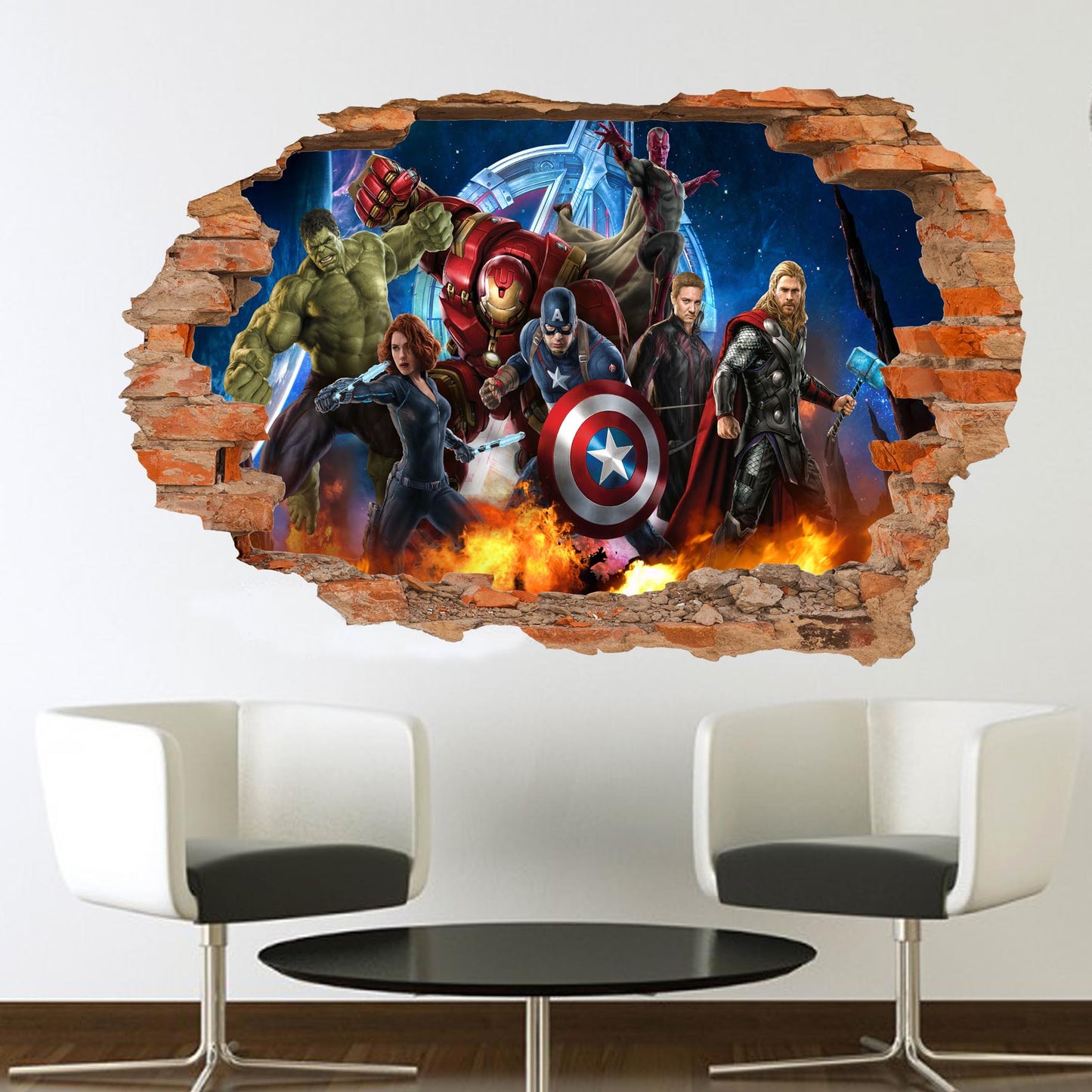 Superheroes Avengers Captain America Hulk Ironman Wall Sticker 3D Art Poster Office Nursery Home Decor Decal Mural RH2