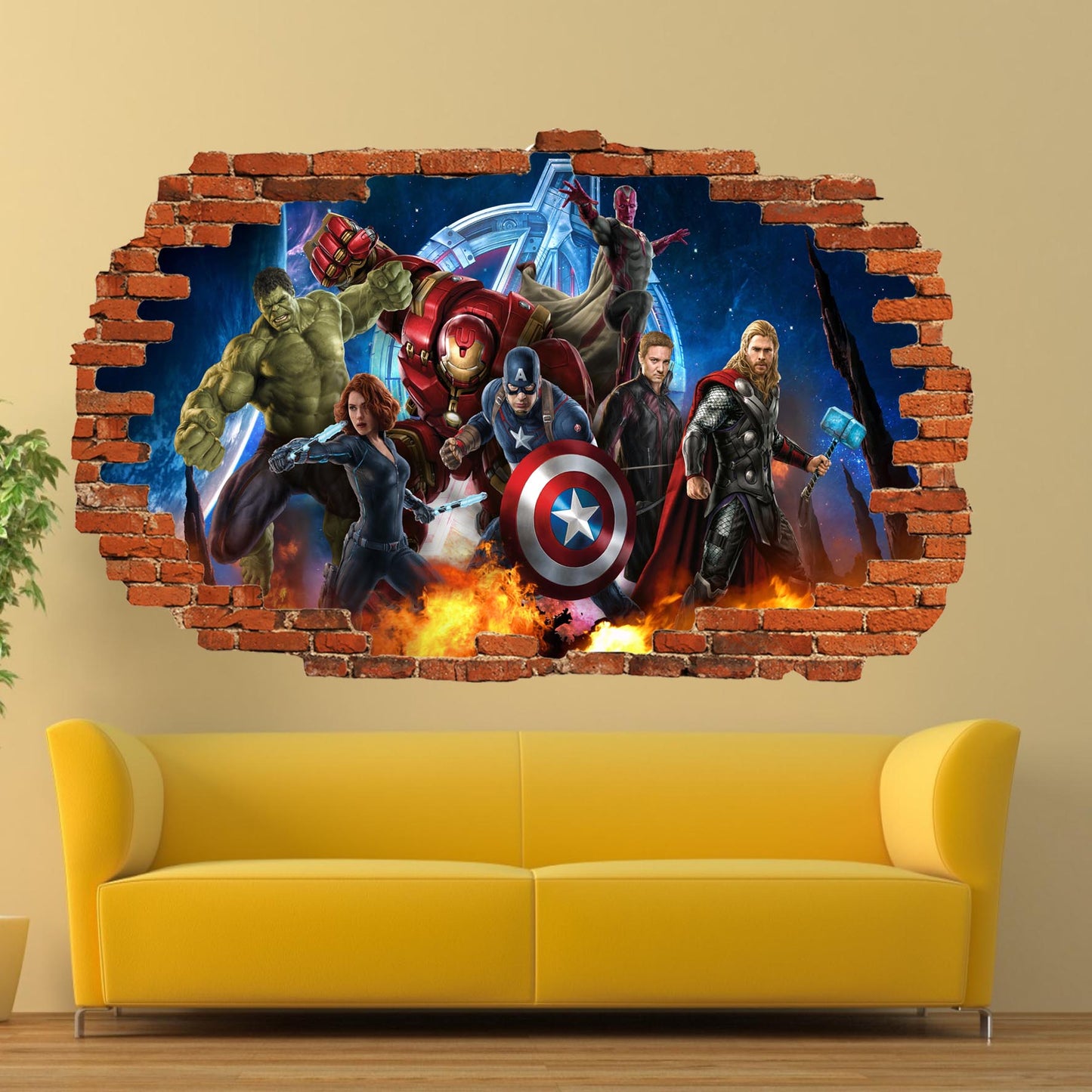 Superheroes Avengers Captain America Hulk Thor Ironman Wall Sticker 3D Art Poster Office Nursery Home Decor Decal Mural RH3