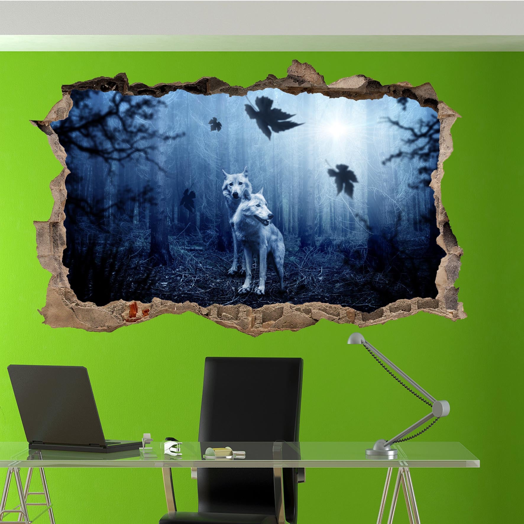 White Wolves Wall Sticker