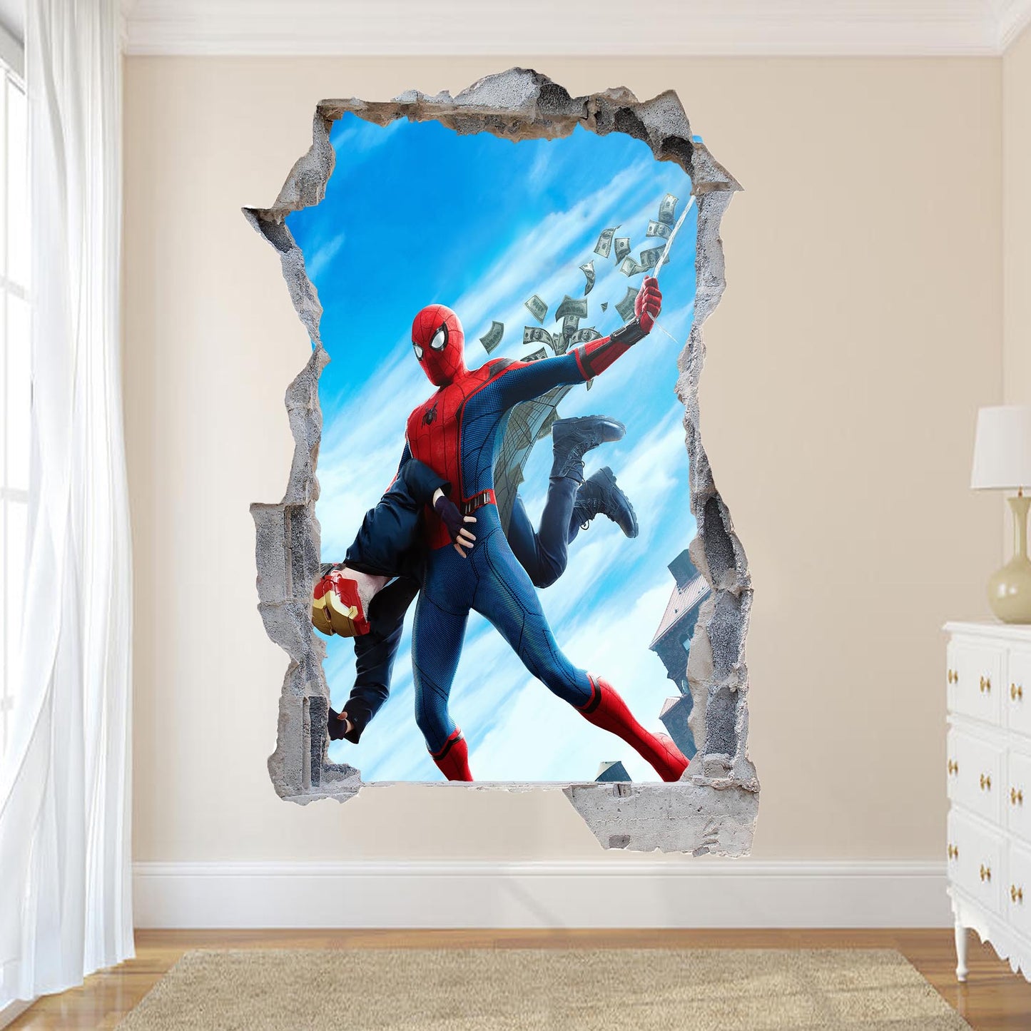 Superhero Ironman Spiderman Wall Sticker 3D Art Poster Office Nursery Home Decor Decal Mural ST9