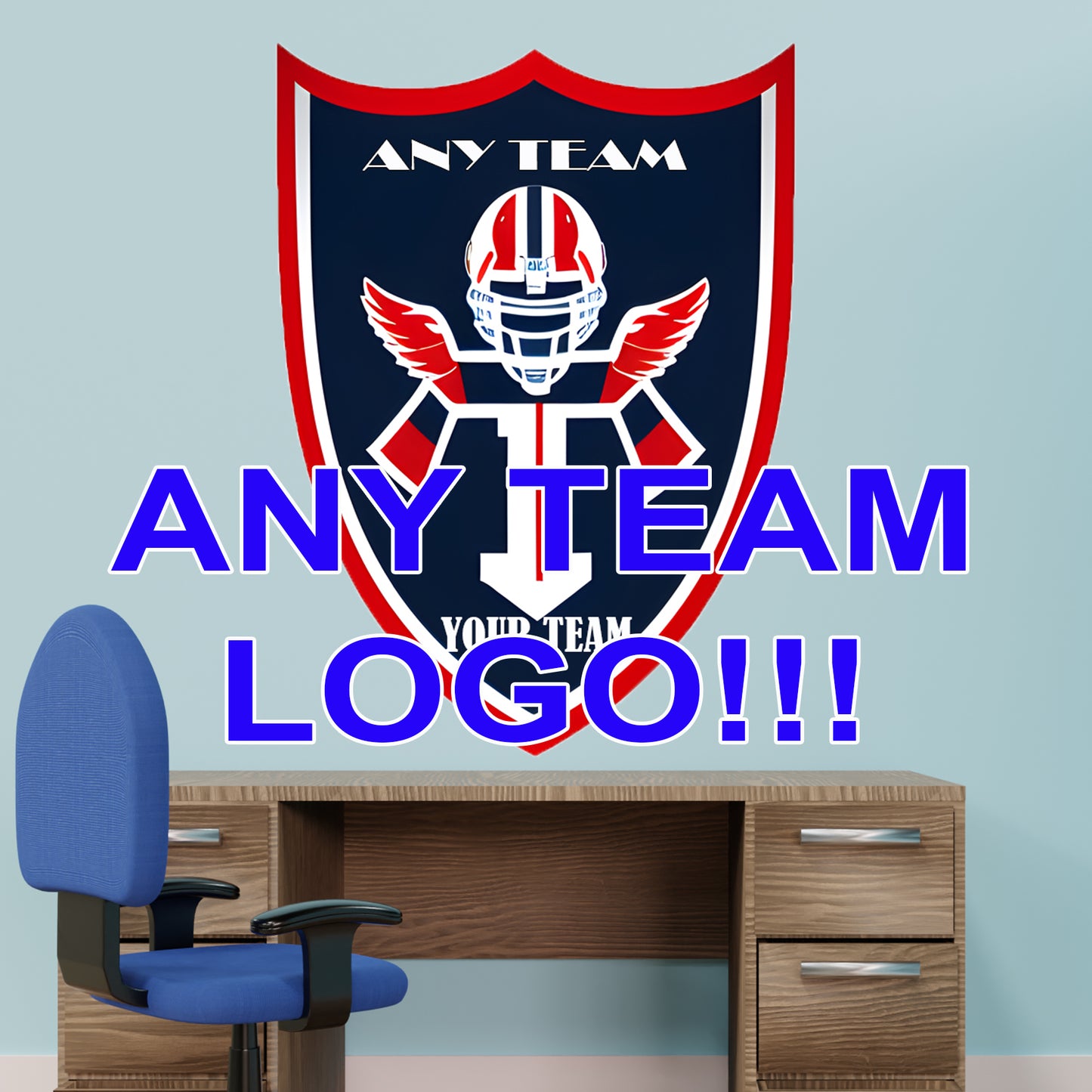 Any Sport Team Badge Crest Logo Wall Sticker Room Decor Decal Mural Football Basketball Rugby