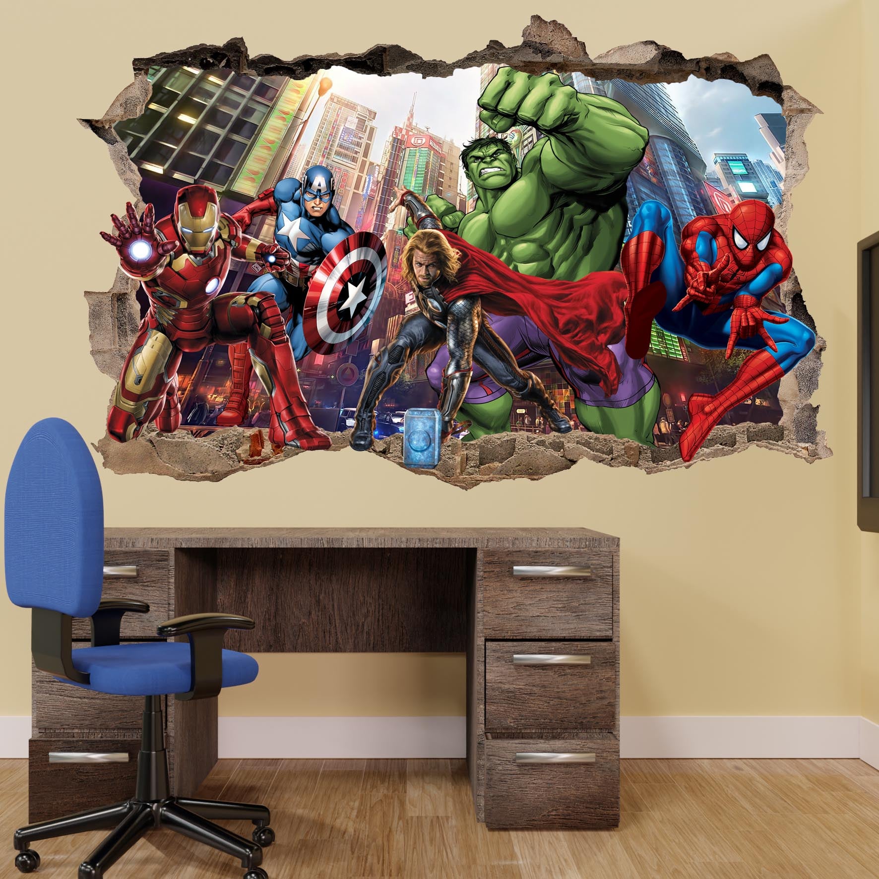 Spiderman Ironman All Avengers Wall Decal Sticker Mural 3D Art Poster Office Nursery Home Decor