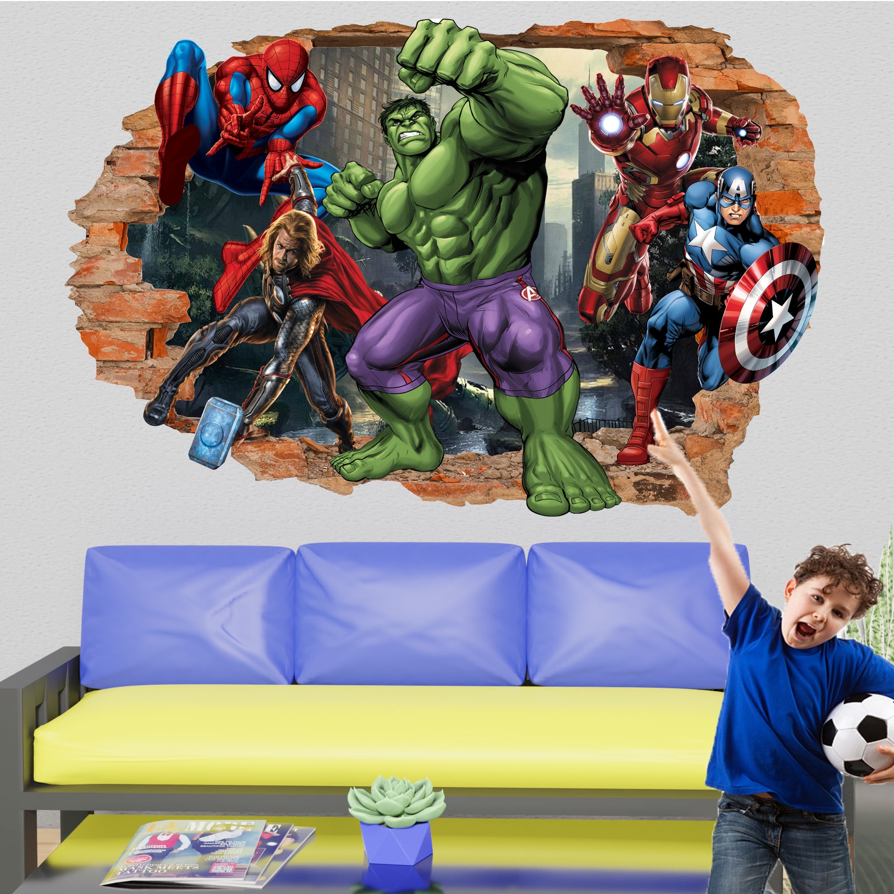 large avengers wall mural
