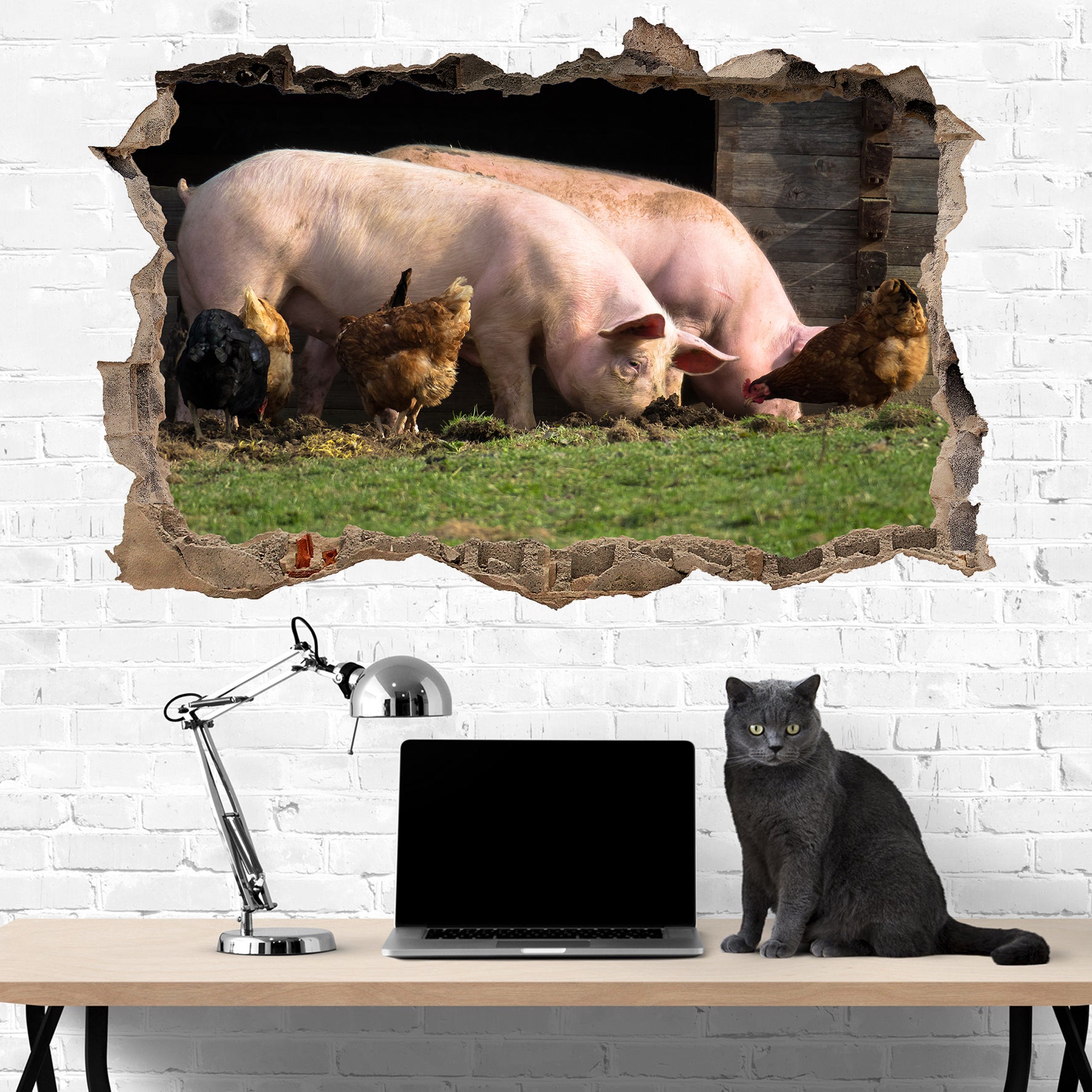 Chickens Pigs Wall Sticker Decal Mural