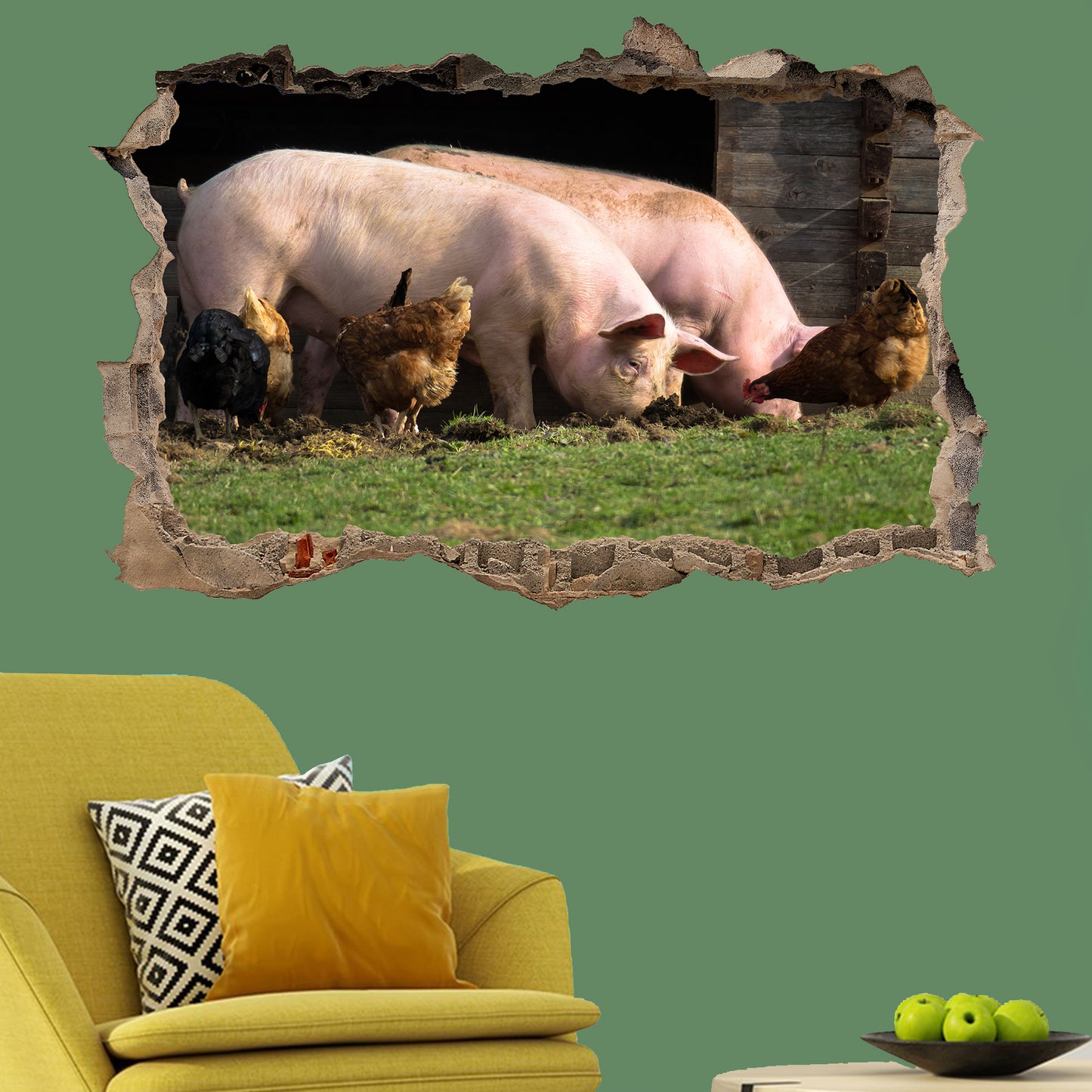 Chickens Pigs Wall Sticker Decal Mural