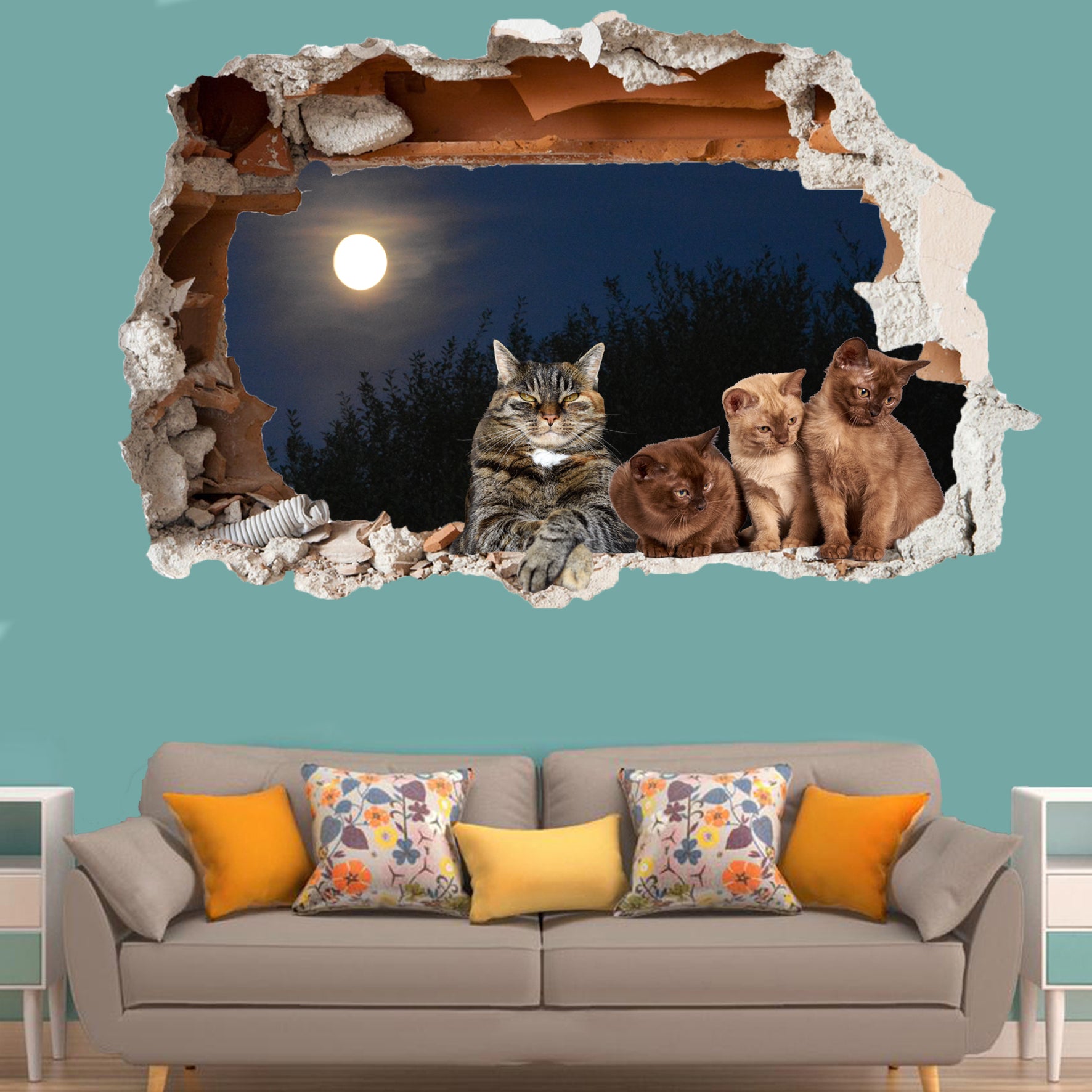 Cute Kittens and Cats wall sticker mural decal