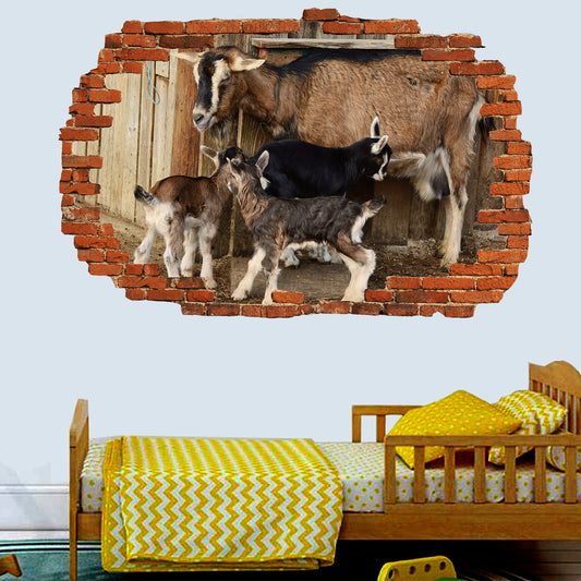 Goat and Kids Wall Sticker Mural Decal Poster