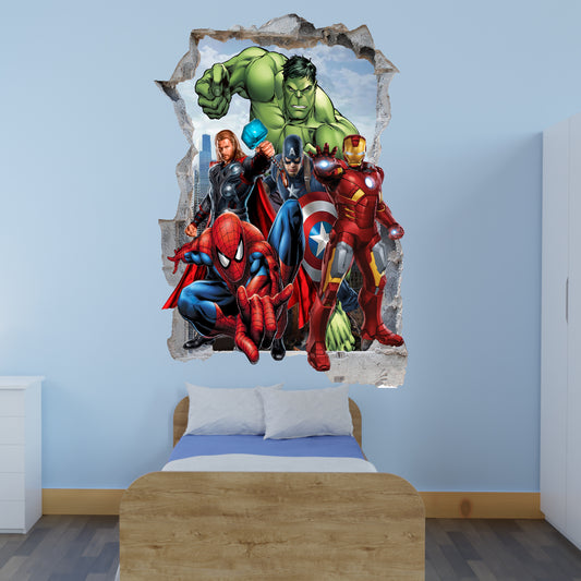 Boys Bedroom Decor Wall Sticker Avengers Spiderman Hulk Thor Captain America Nursery Decal Mural QO9