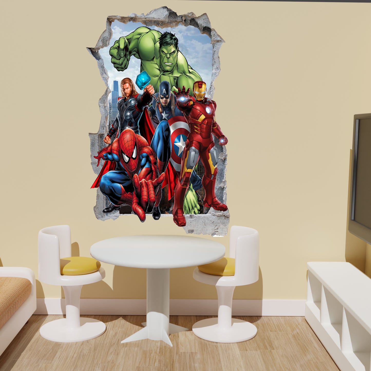 Boys Bedroom Decor Wall Sticker Avengers Spiderman Hulk Thor Captain America Nursery Decal Mural QO9