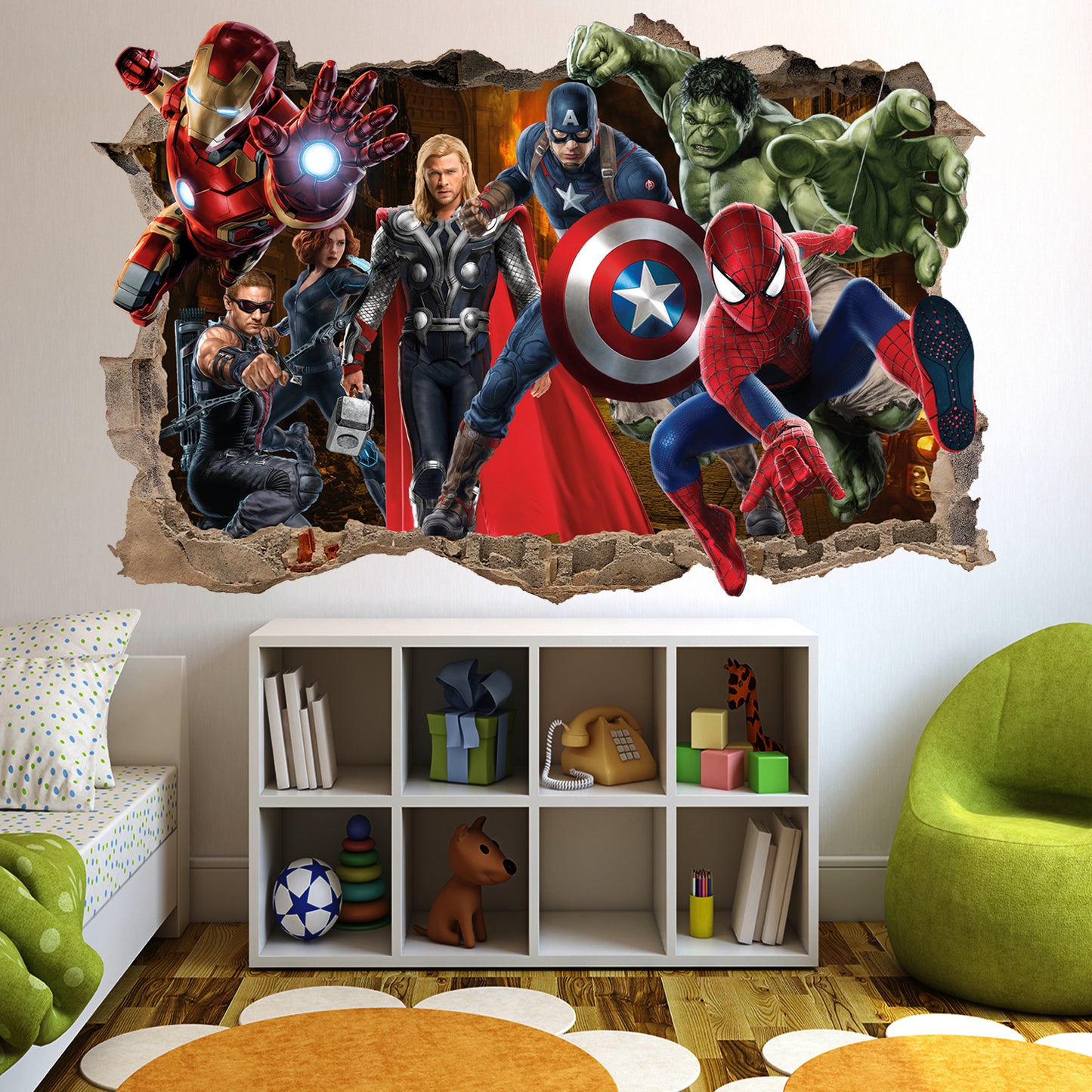 Marvels Avengers Spiderman Ironman Hulk Captain America Thor Wall Sticker Poster Mural