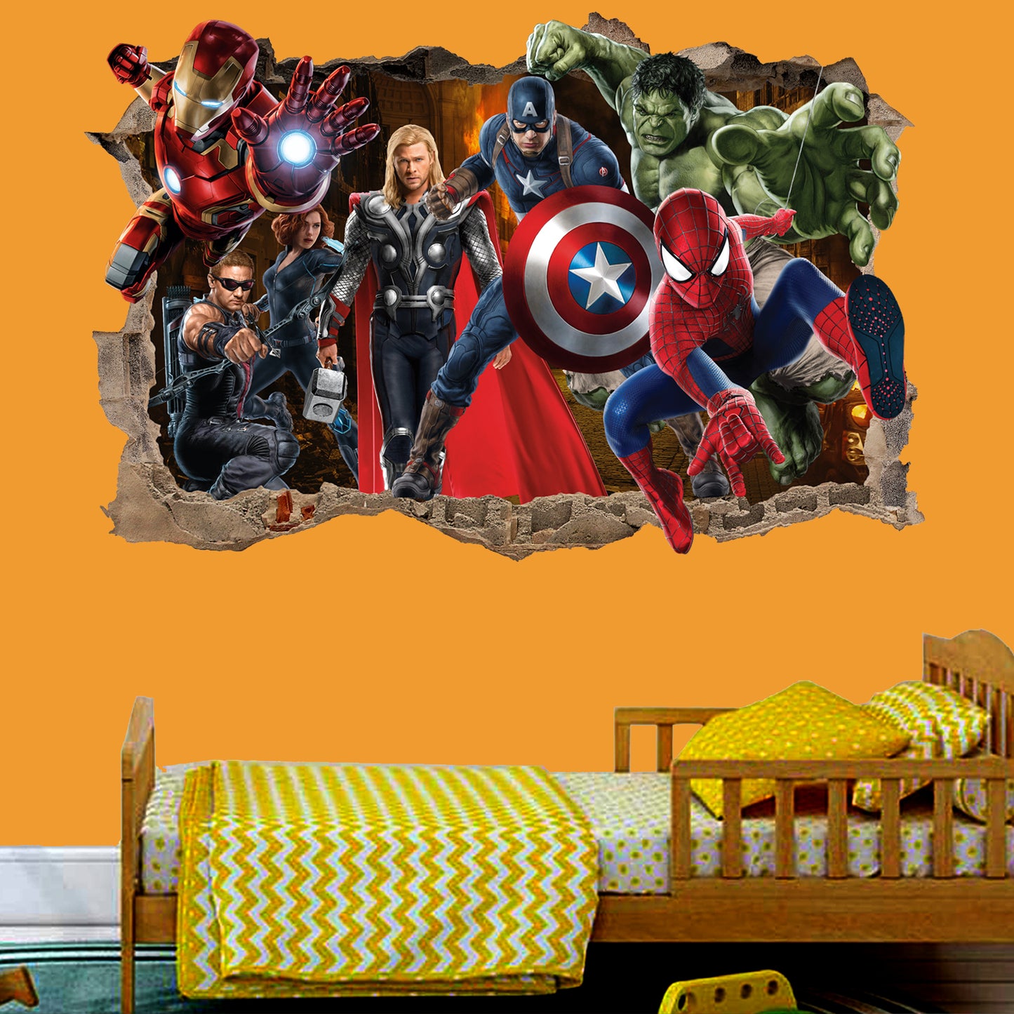 Marvels Avengers Spiderman Ironman Hulk Captain America Thor Wall Sticker Poster Mural