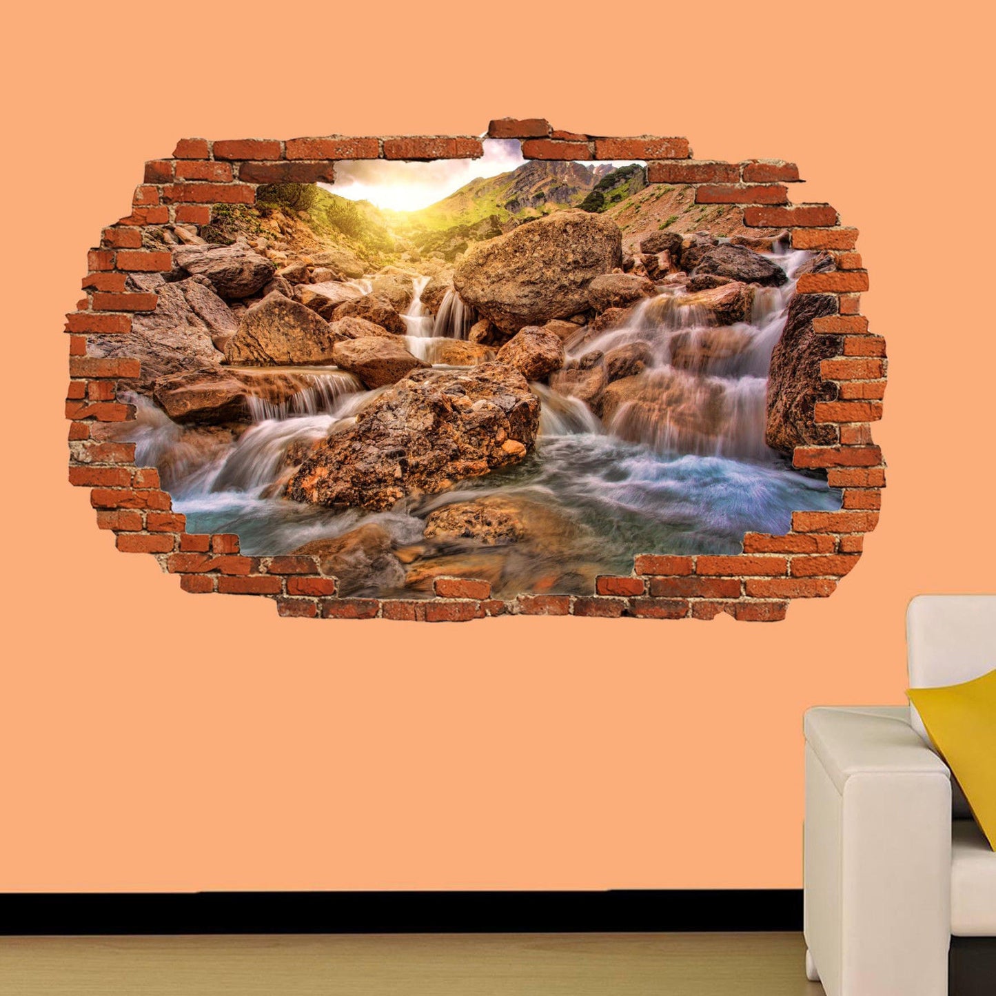 Stream River Sun Waterfall Wall Stickers 3d Art Mural Room Office Shop Decor SB7