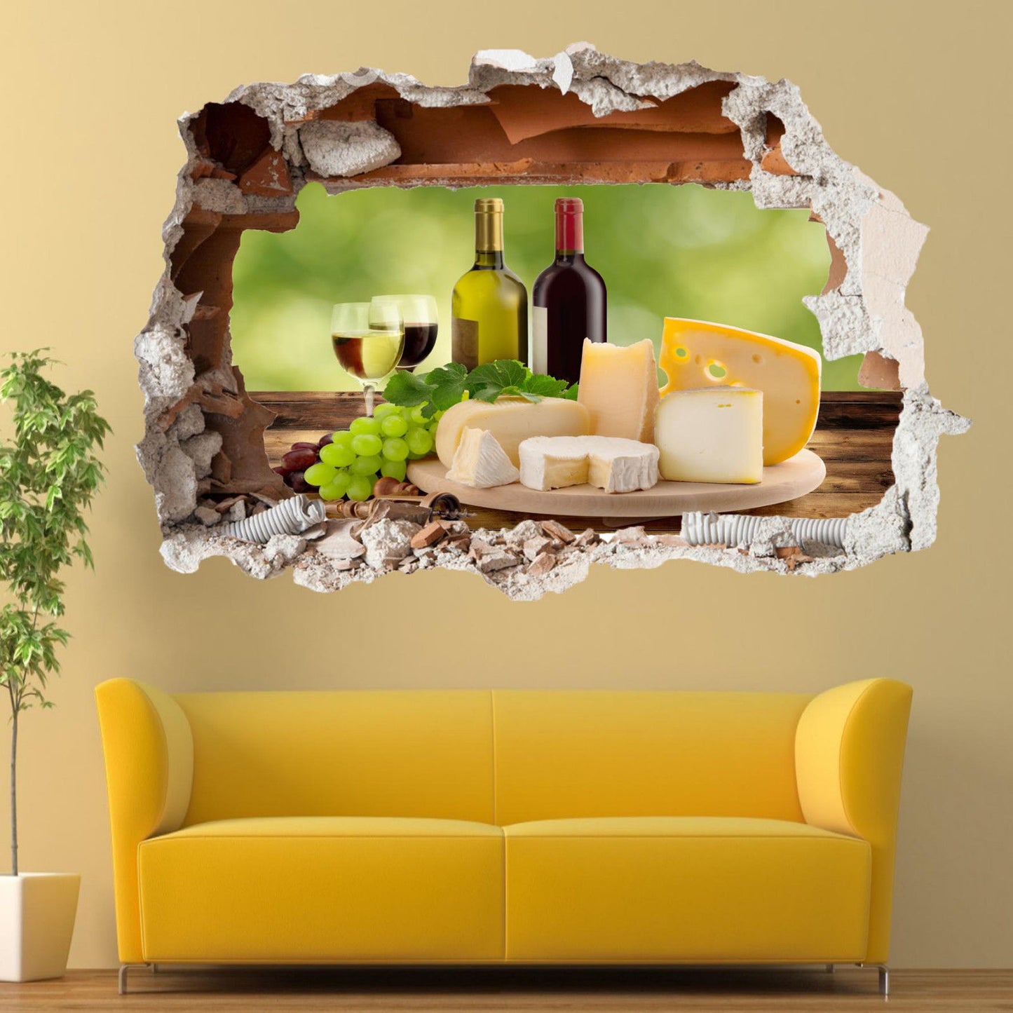Luxury Cheese Grapes Wine Wall Stickers 3d Art Mural Room Office Shop Decor SB9