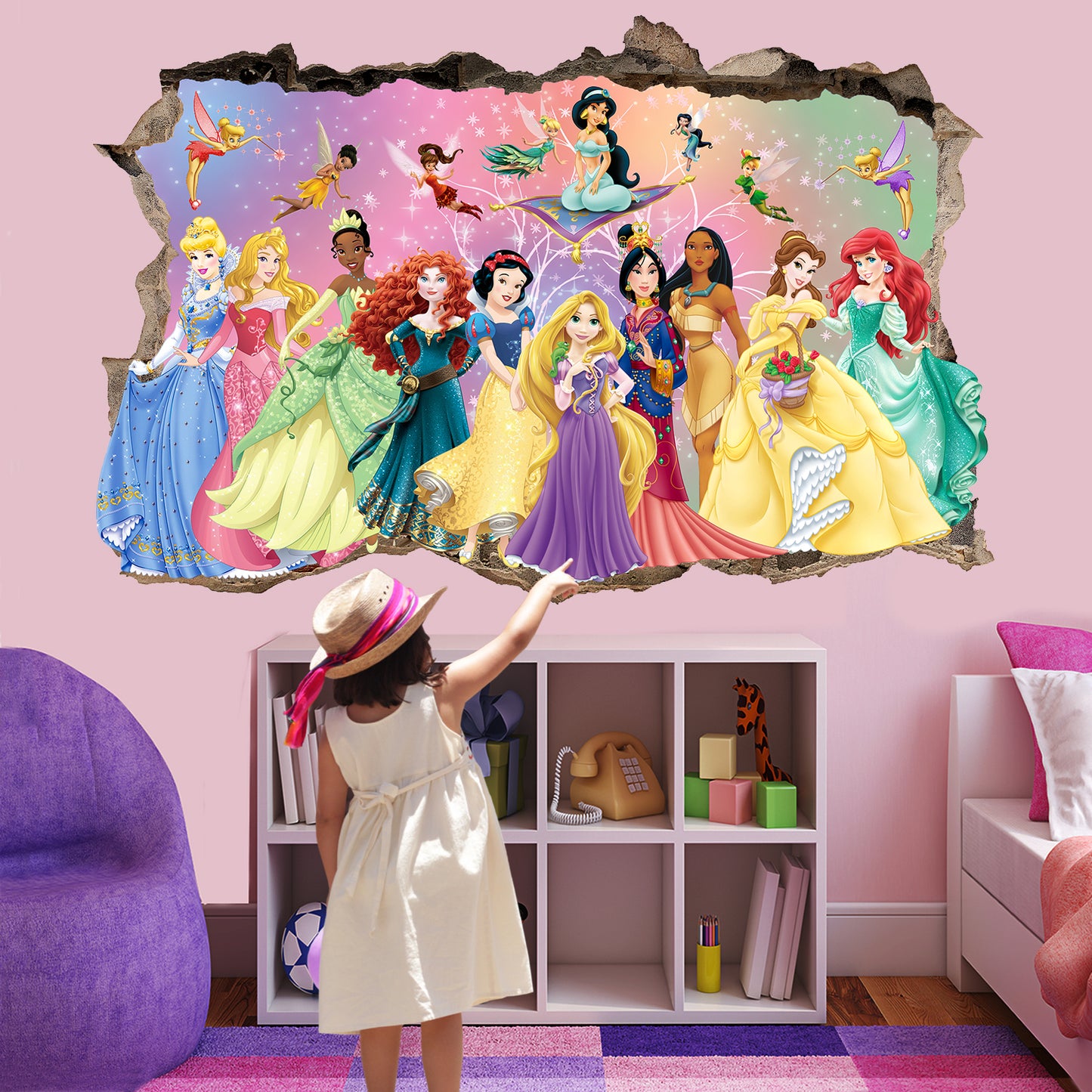 Disney Princess Cotton white cinderella jasmine wall aticker mural decal poster