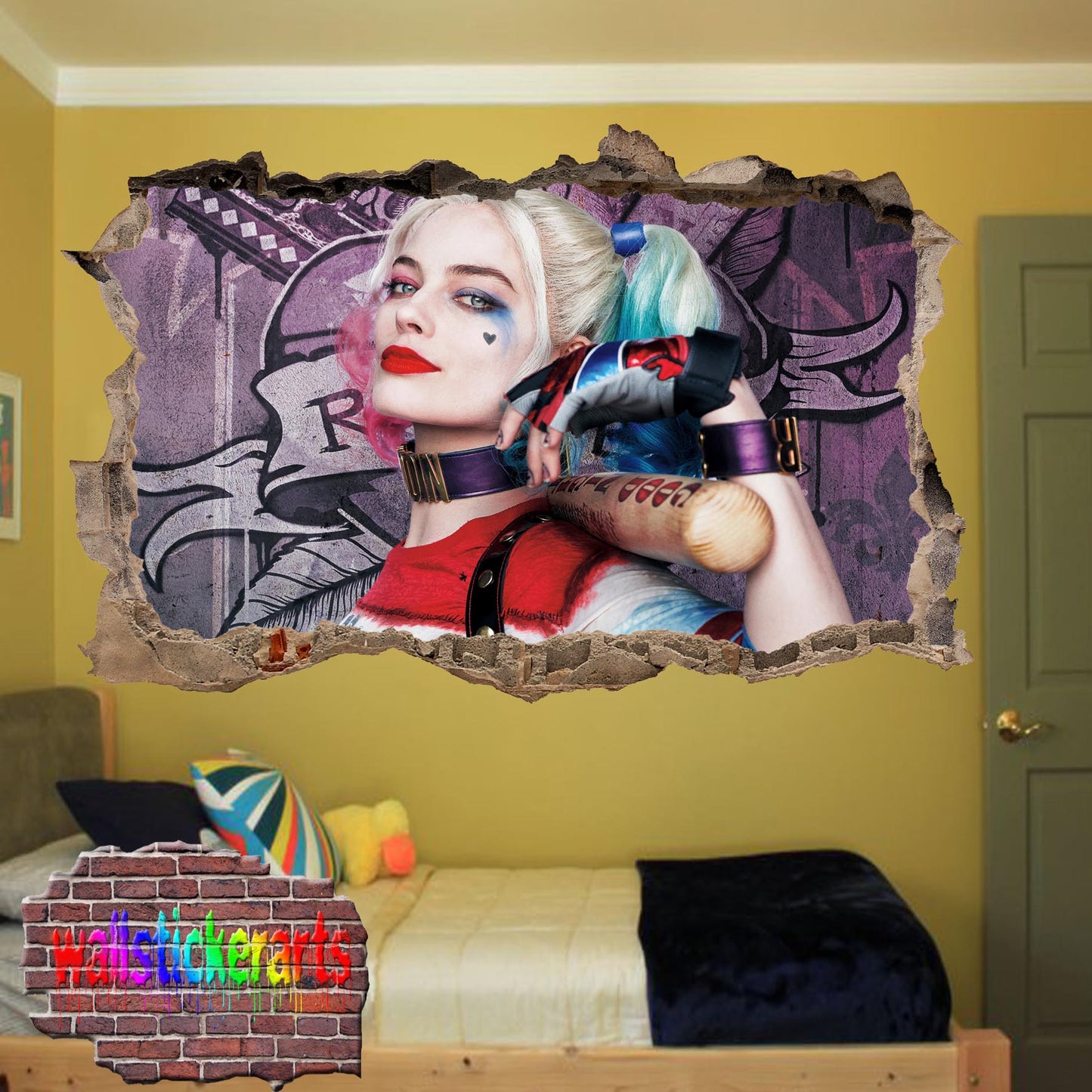 Superheroes Harley Quinn Wall Sticker 3d Art Poster Room Office Nursery Decor Decal Mural A11