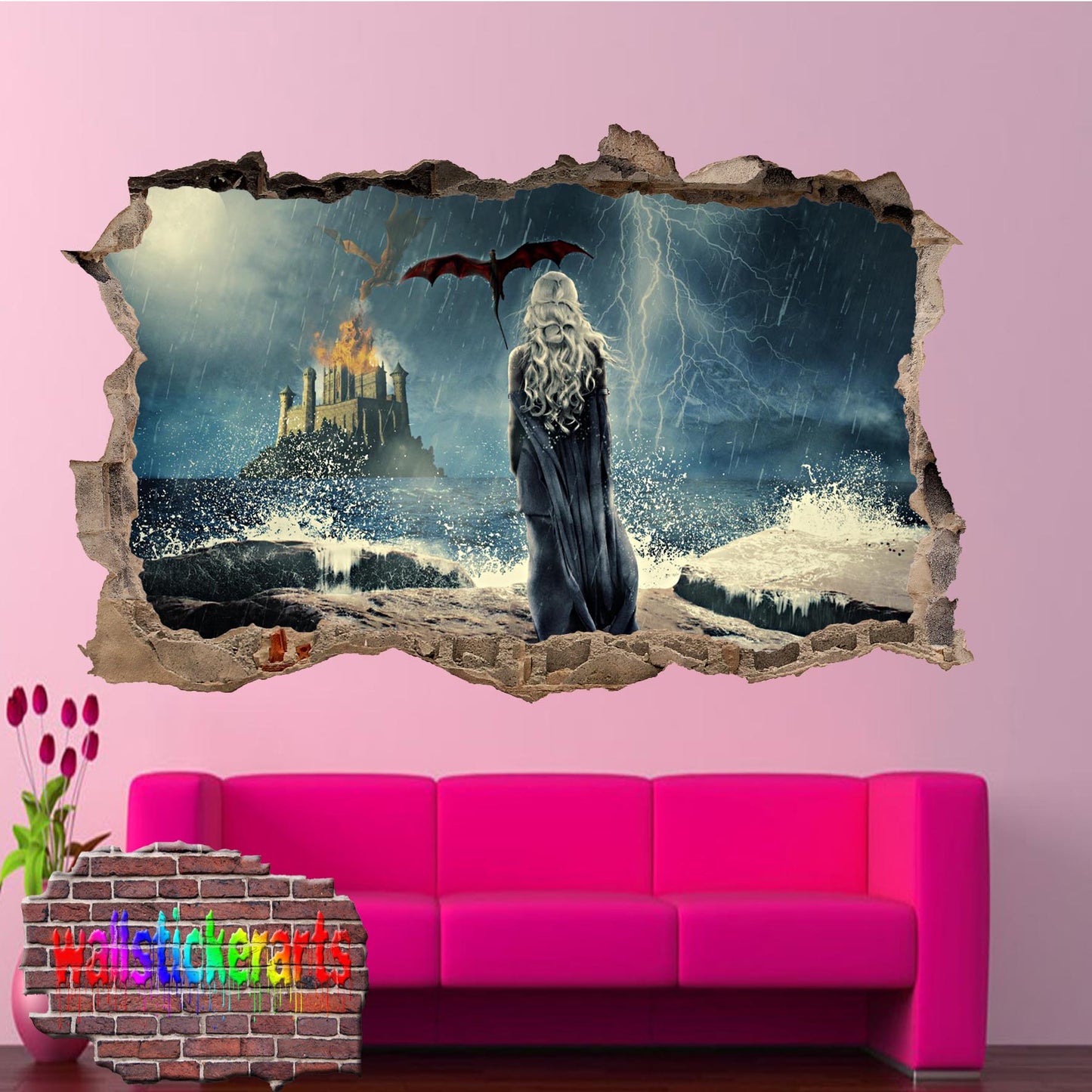 Daenerys Khaleesi Game of Thrones Character Wall Sticker 3d Art Poster Room Office Home Decor Decal Mural AA7