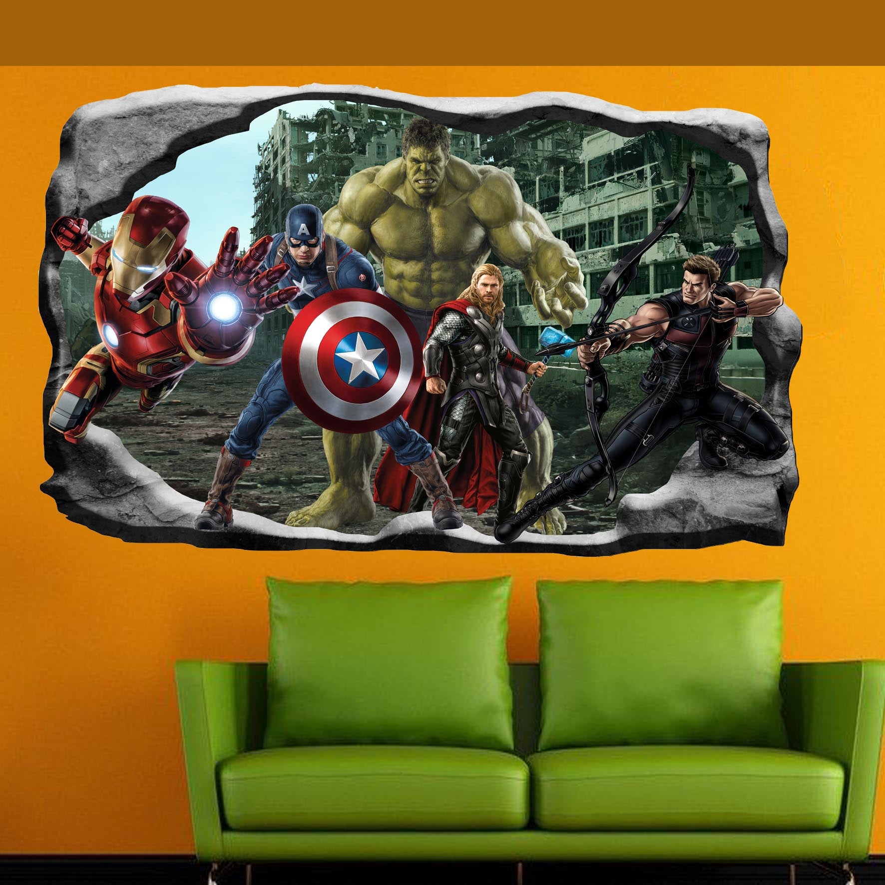 Sticker mural Avengers - Sticker mural 3D Avengers - Sticker mural