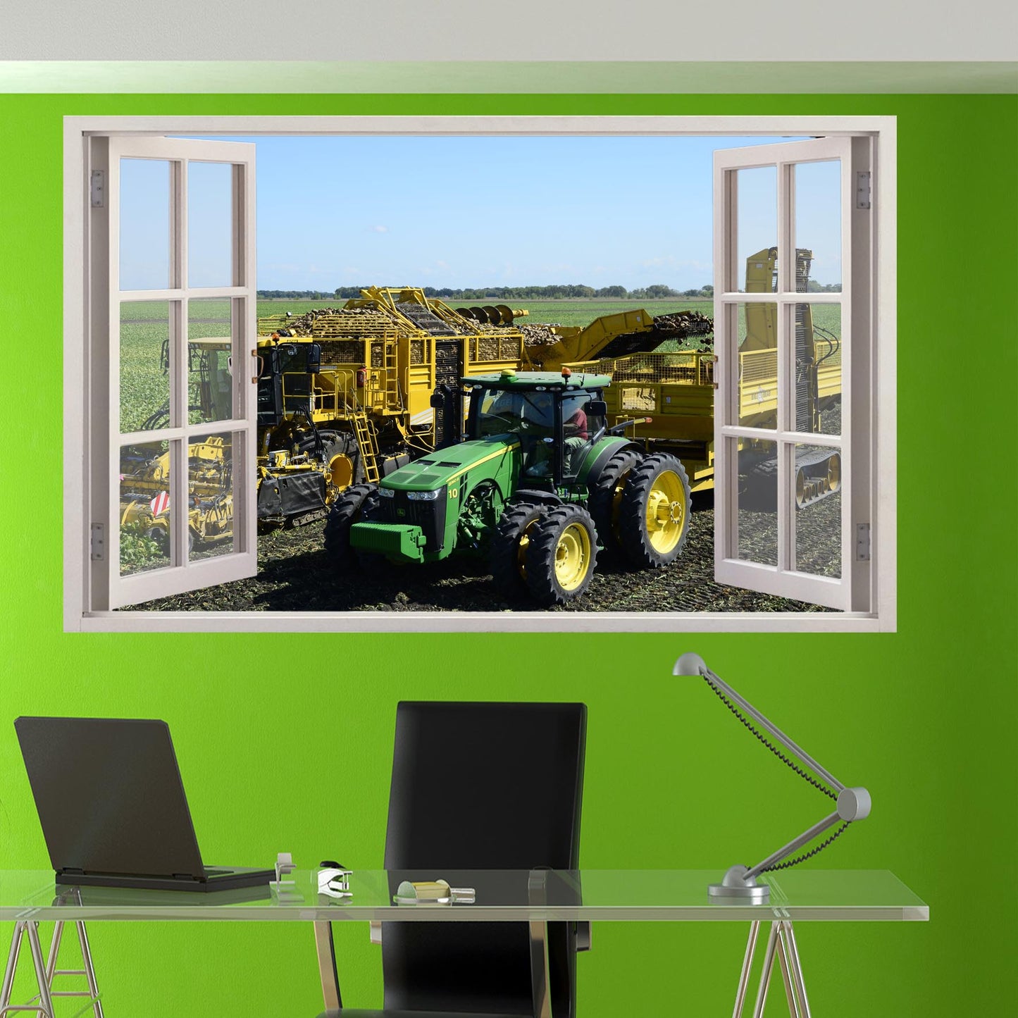 POTATO HARVESTER AND TRACTOR WALL STICKERS POSTER