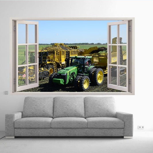 POTATO HARVESTER AND TRACTOR WALL STICKERS POSTER