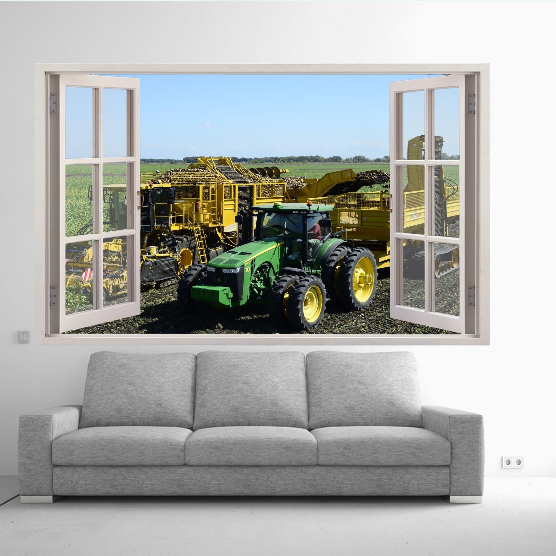 POTATO HARVESTER AND TRACTOR WALL STICKERS POSTER