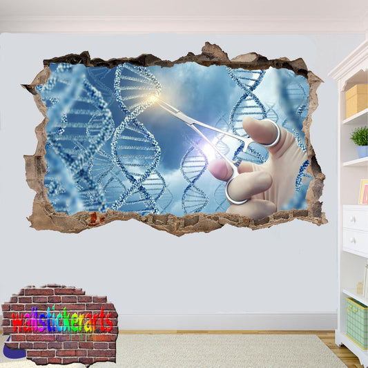 Dna Genetic Engineering Art 3d Effect Wall Sticker Room Office Nursery Shop Decoration Decal Mural VB9