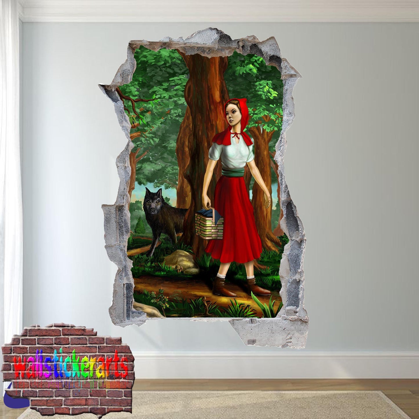 RED HOOD RIDING WALL STICKER MURAL DECAL POSTER