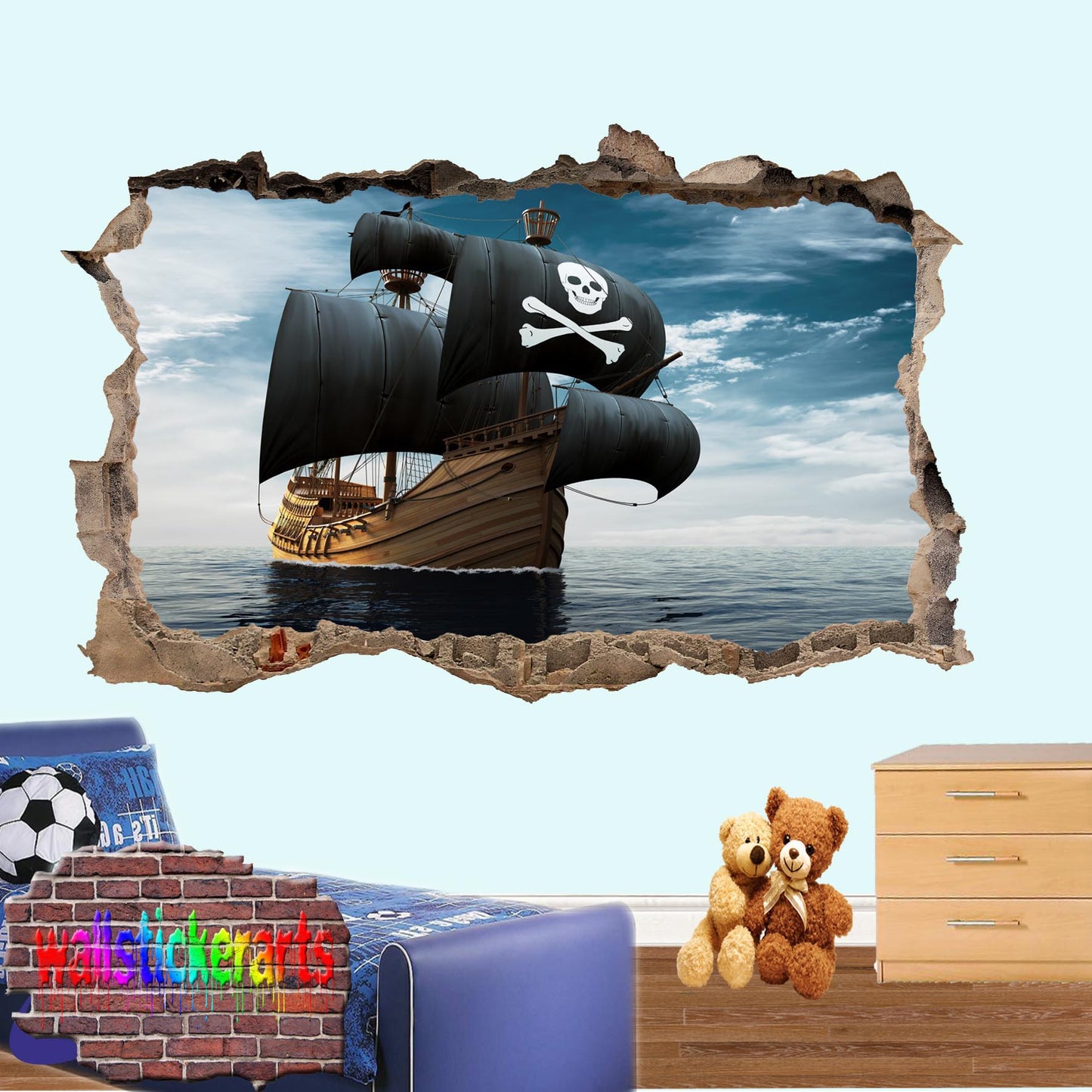 Pirate Ship Black Beard 3d Art Wall Sticker Room Office Nursery Decor Decal Mural VJ3