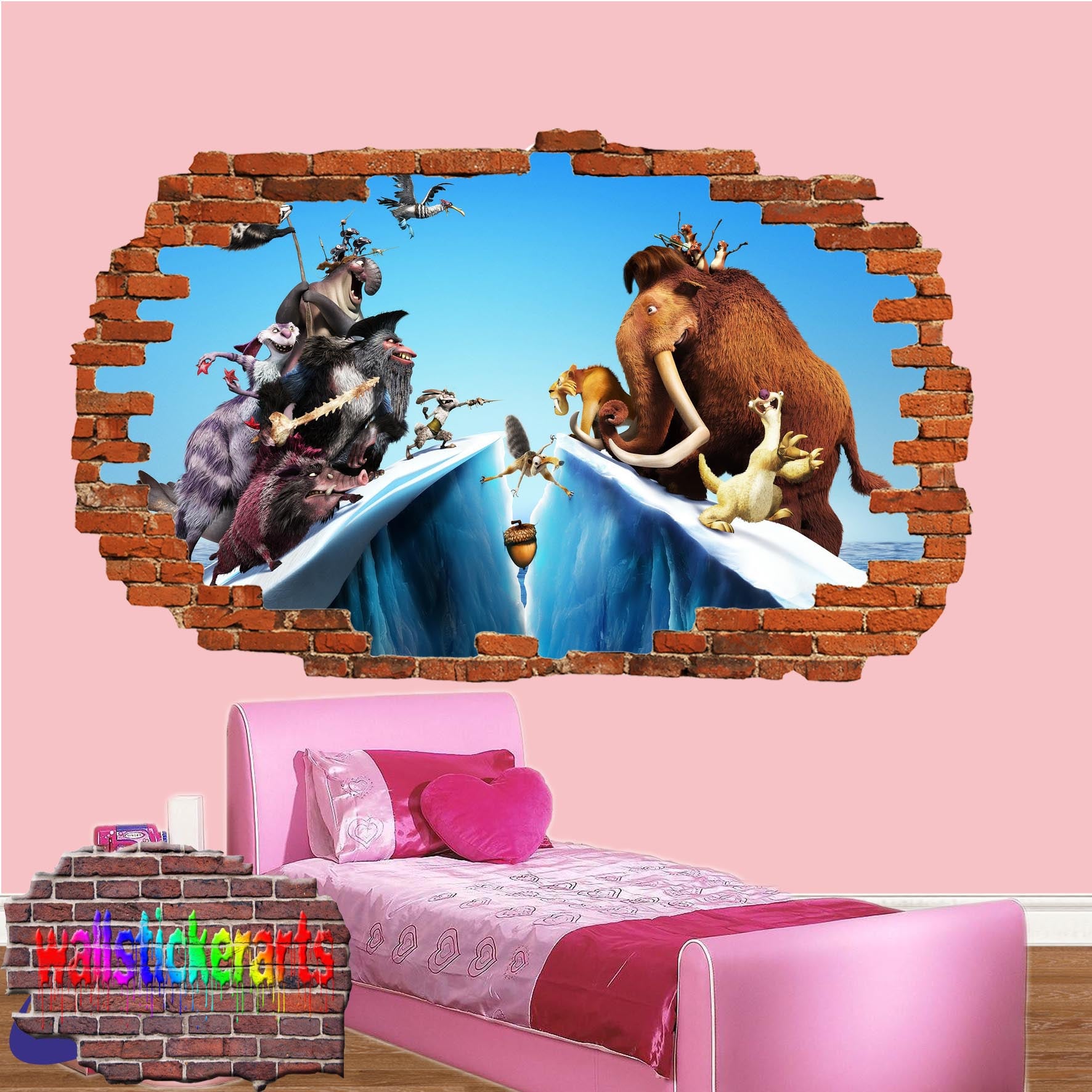 ICE AGE CARTOON CHARACTERS WALL STICKER MURAL DECAL POSTER