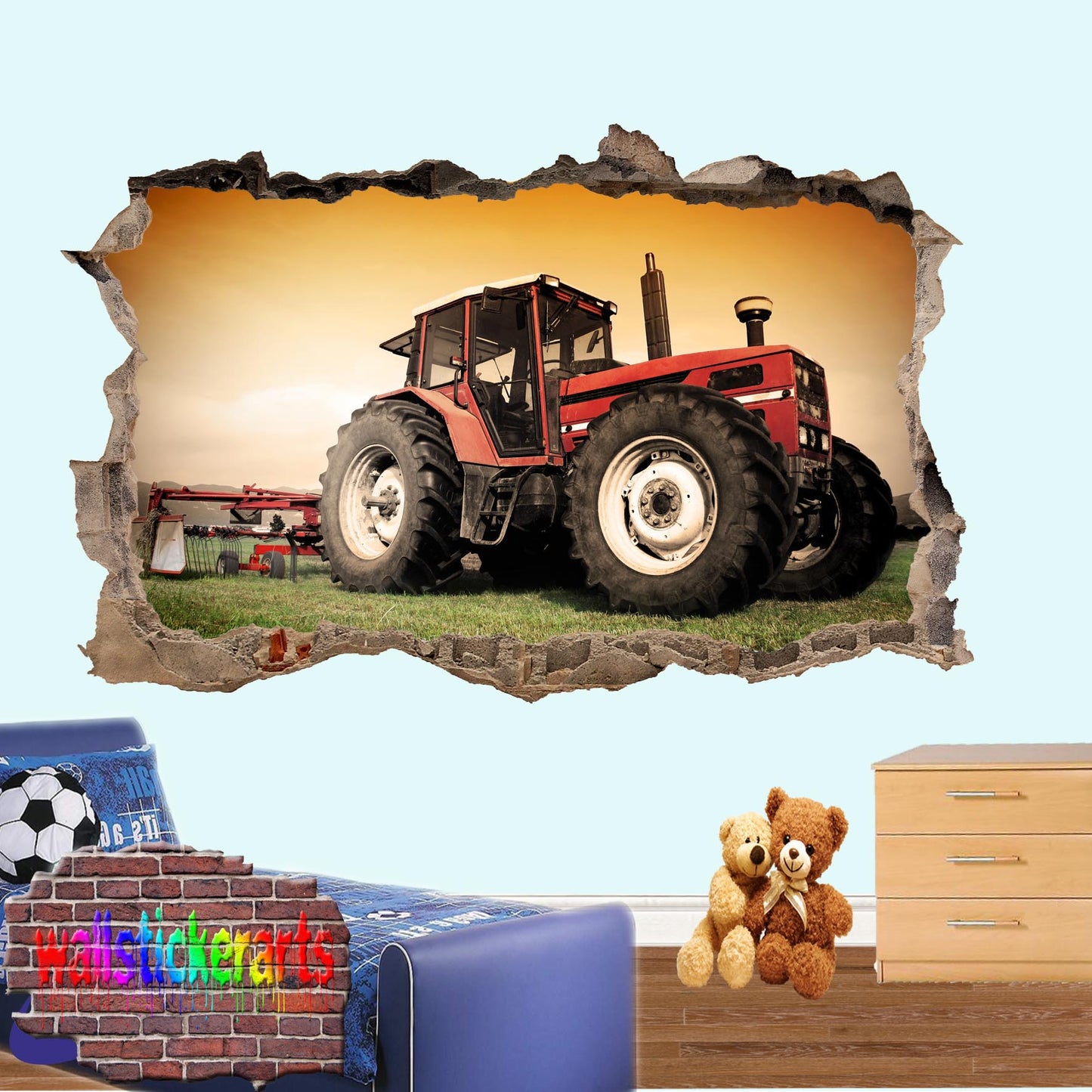 VINTAGE TRACTOR WALL STICKER POSTER