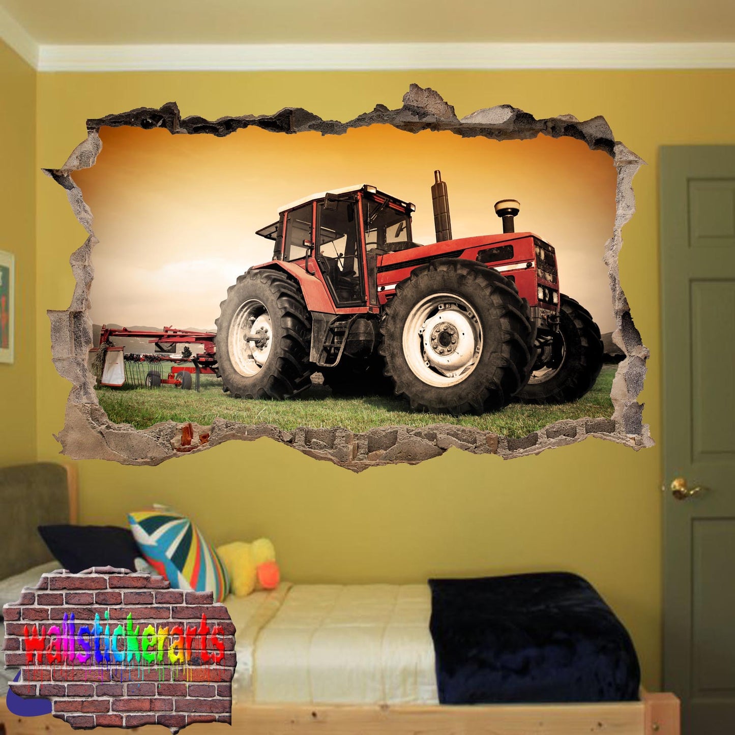VINTAGE TRACTOR WALL STICKER POSTER