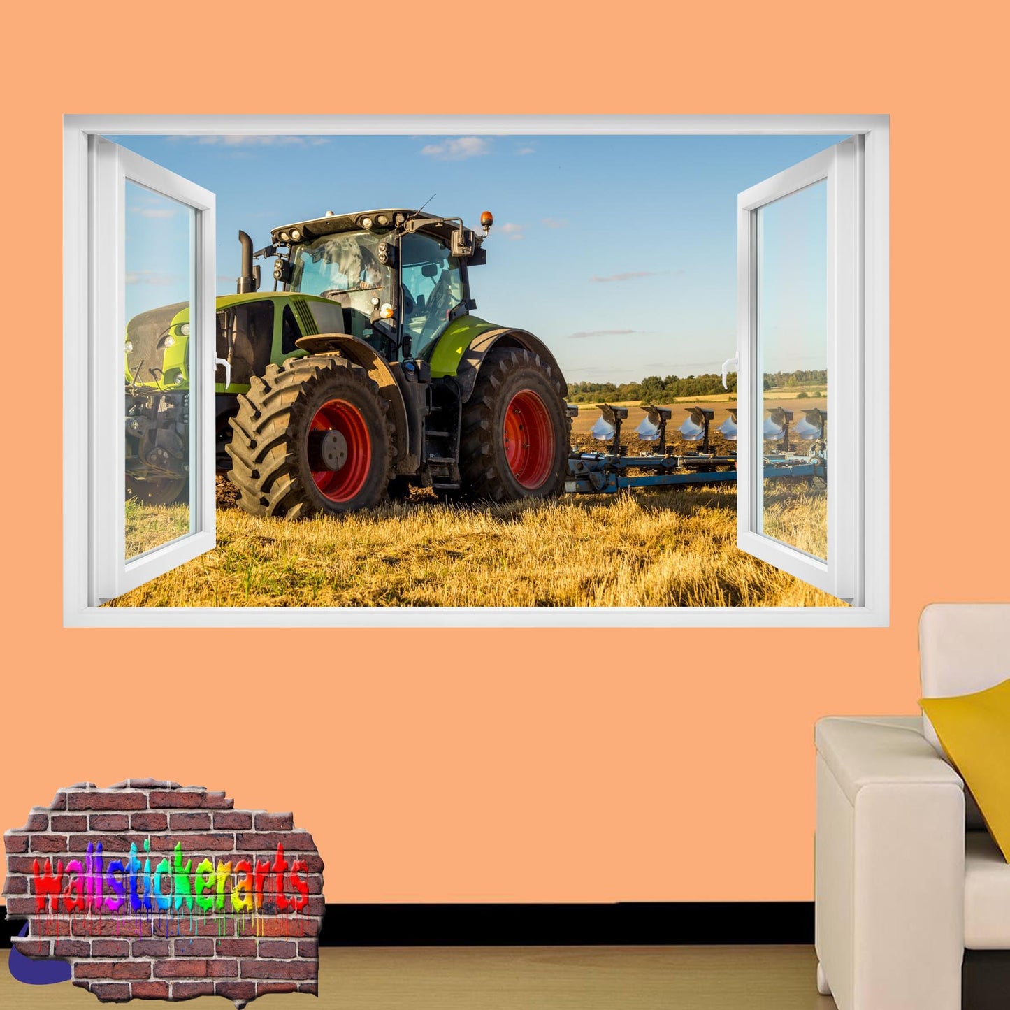 MODERN TRACTOR PLOW AGRICULTURAL POSTER WALL STICKER