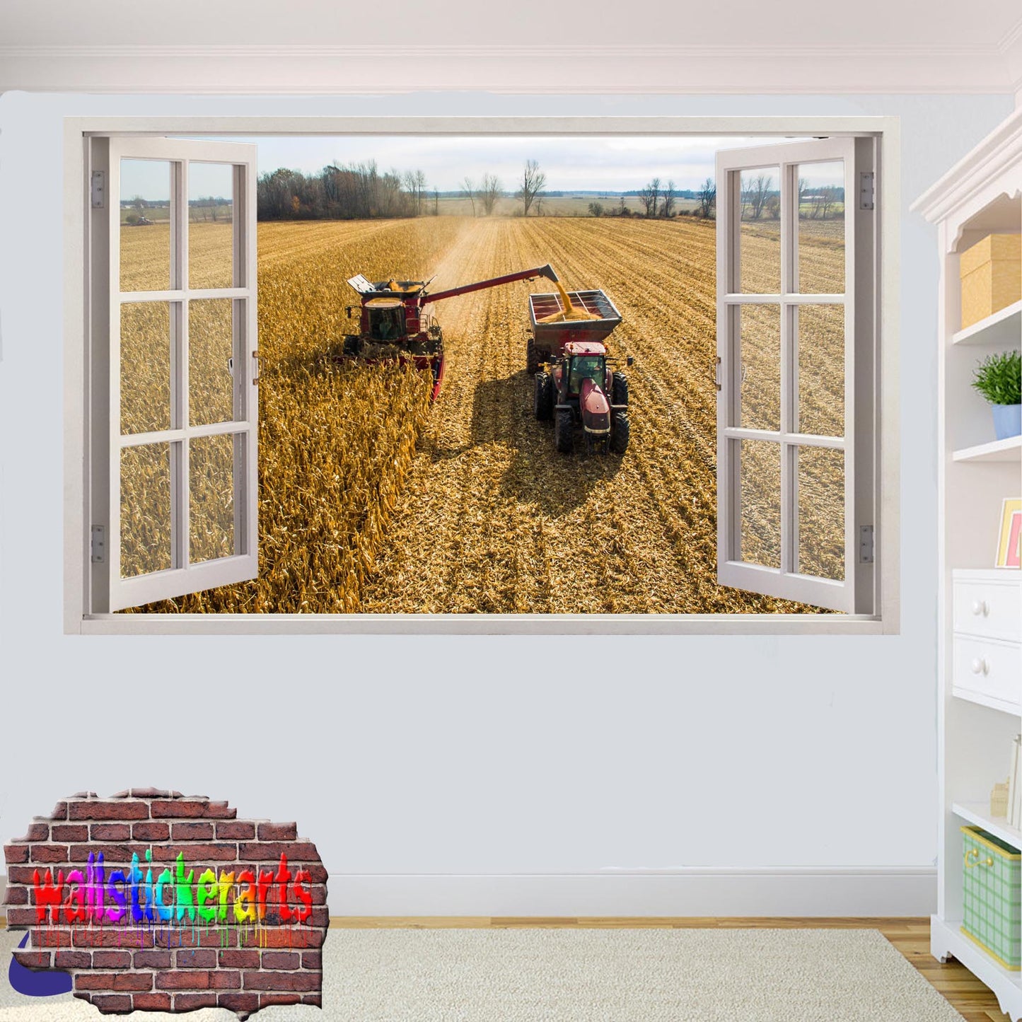 TRACTOR AND COMBINE HARVESTER AGRICULTURAL FARMING TOOLS POSTER WALL STICKER