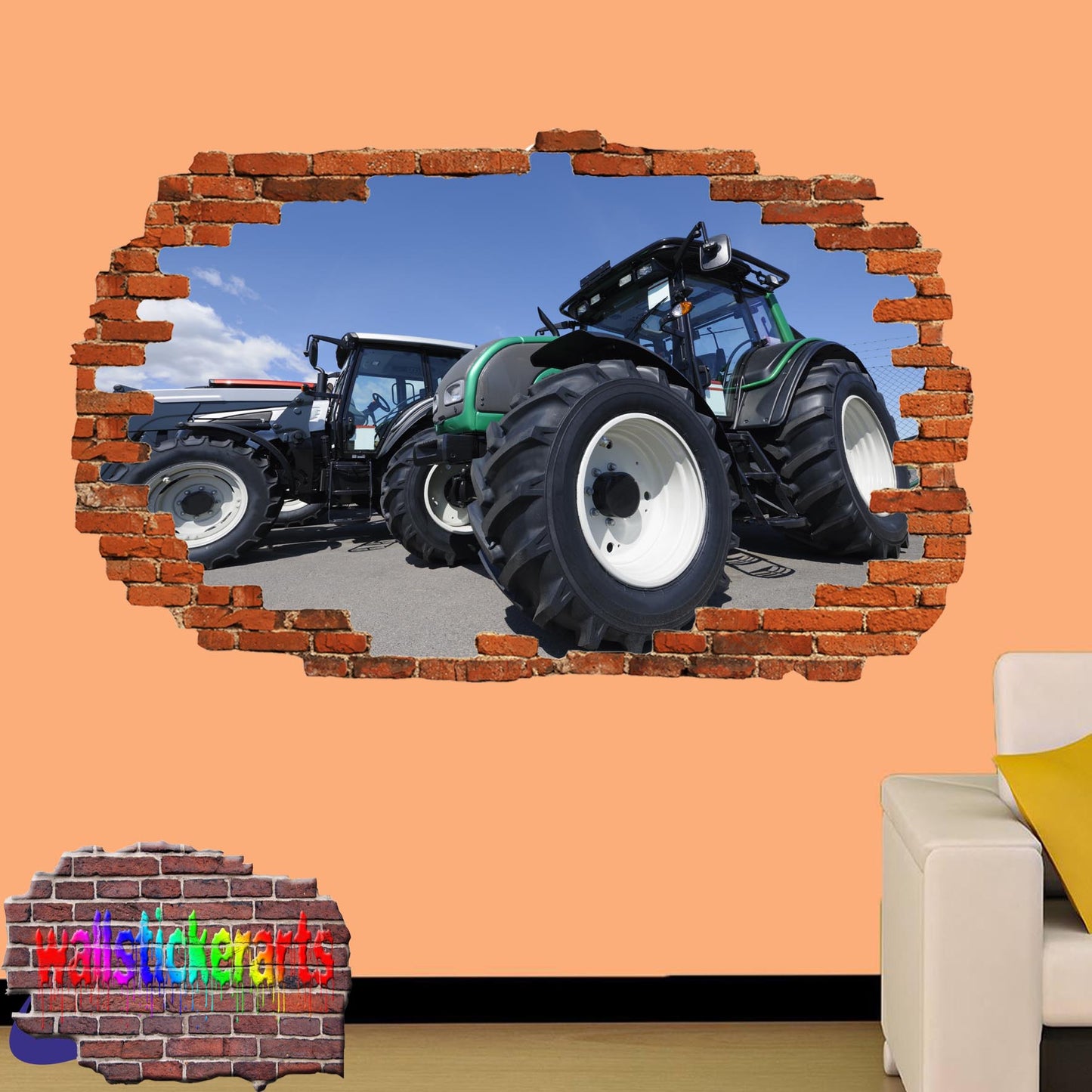POWERFUL TRACTORS AGRICULTURAL FARMING TOOLS POSTER WALL STICKER