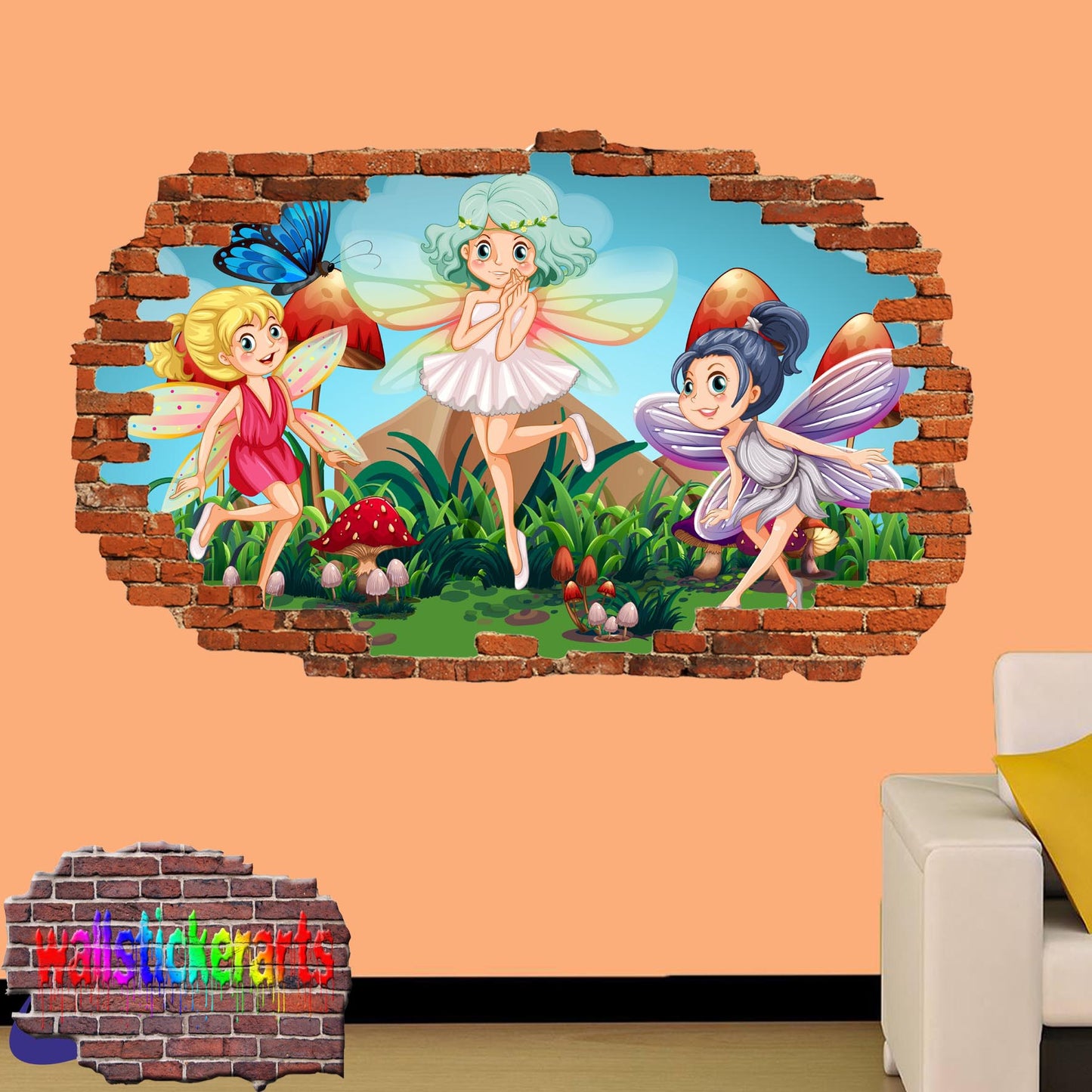 Little Cartoon Fairies 3d Art Wall Sticker Girls Room Nursery Decor Decal Mural XR4