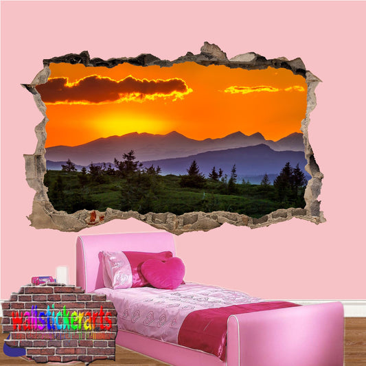 Mountains Majestic Sunset 3d Art Wall Sticker Mural Room Office Shop Decoration Decal YC0