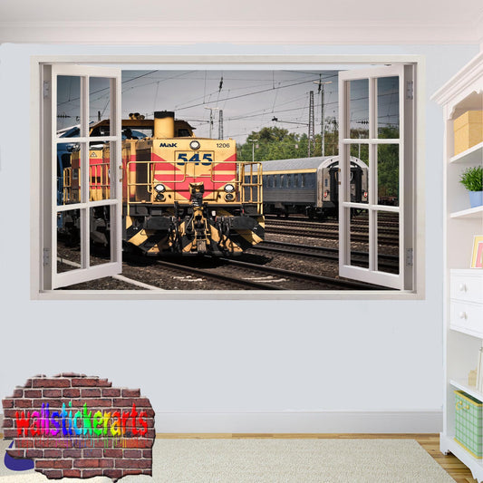 Train Locomotive 3d Art Effect Wall Sticker Room Office Nursery Shop Decor Decal Mural YC5