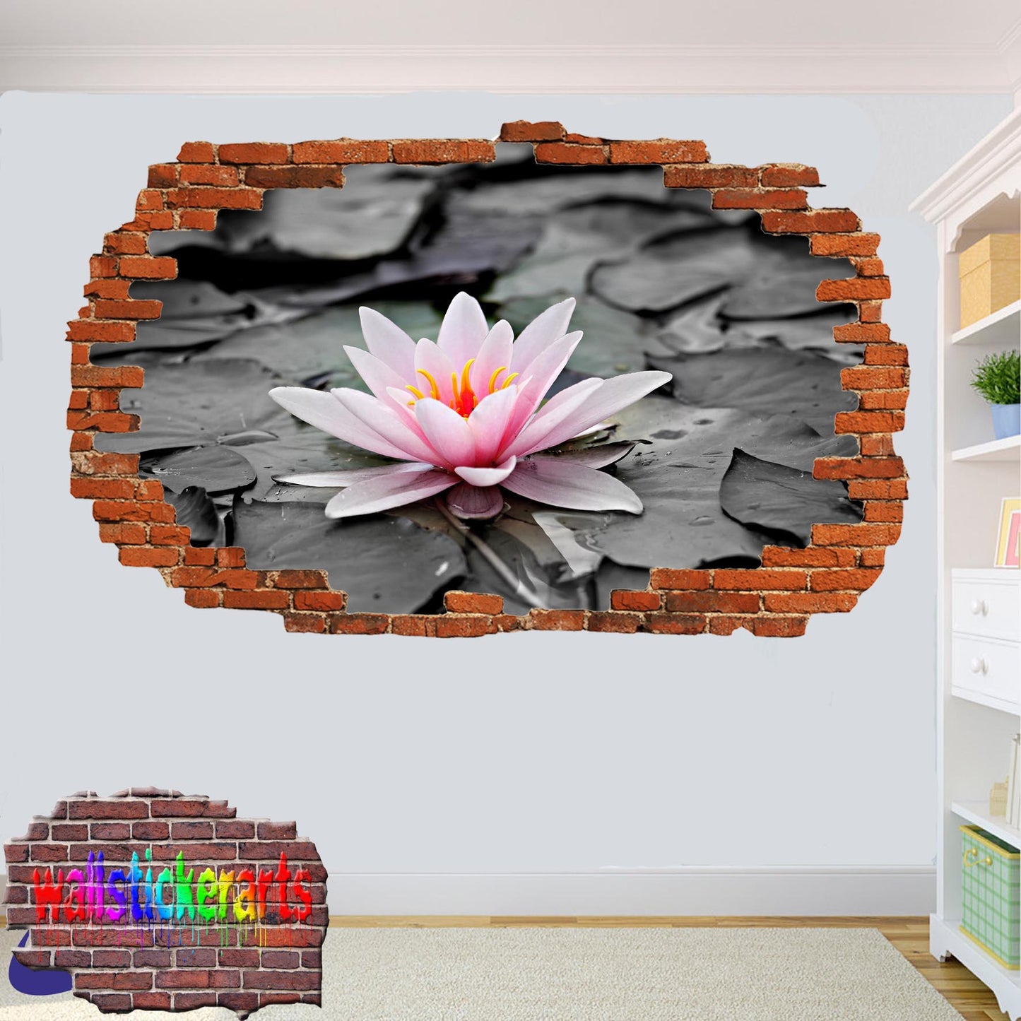 Lotus Flower in Swamp 3d Art Wall Sticker Mural Room Office Shop Decoration Decal YC6