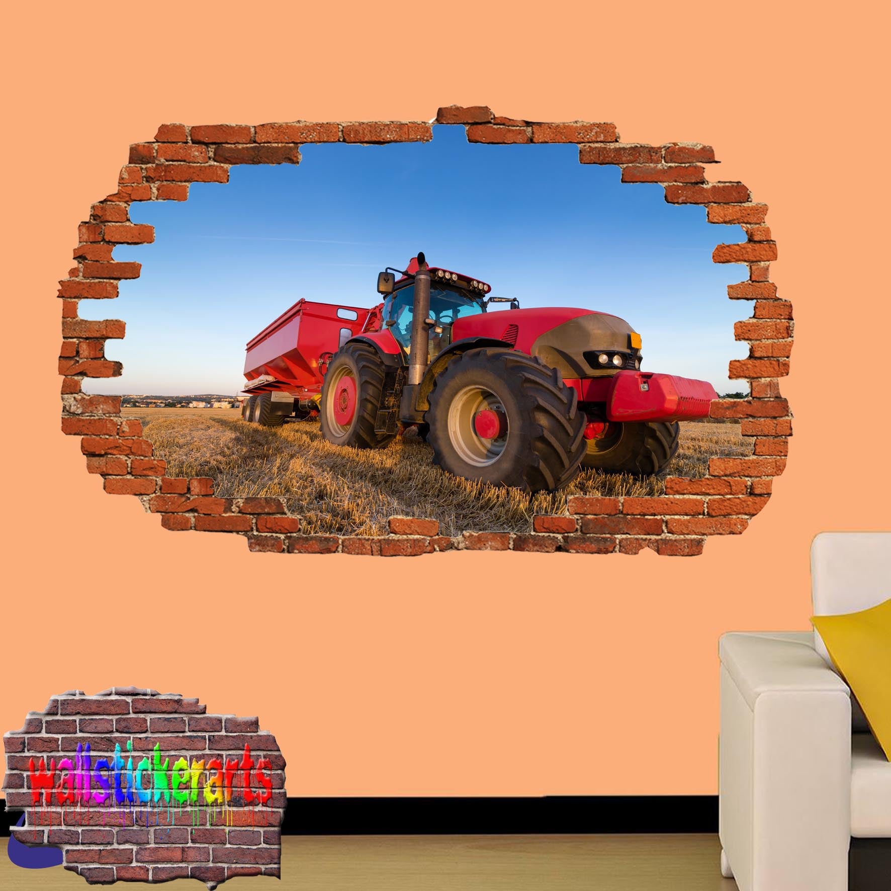 TRACTOR PLOUGH AGRICULTURAL FARMING TOOLS POSTER WALL STICKER