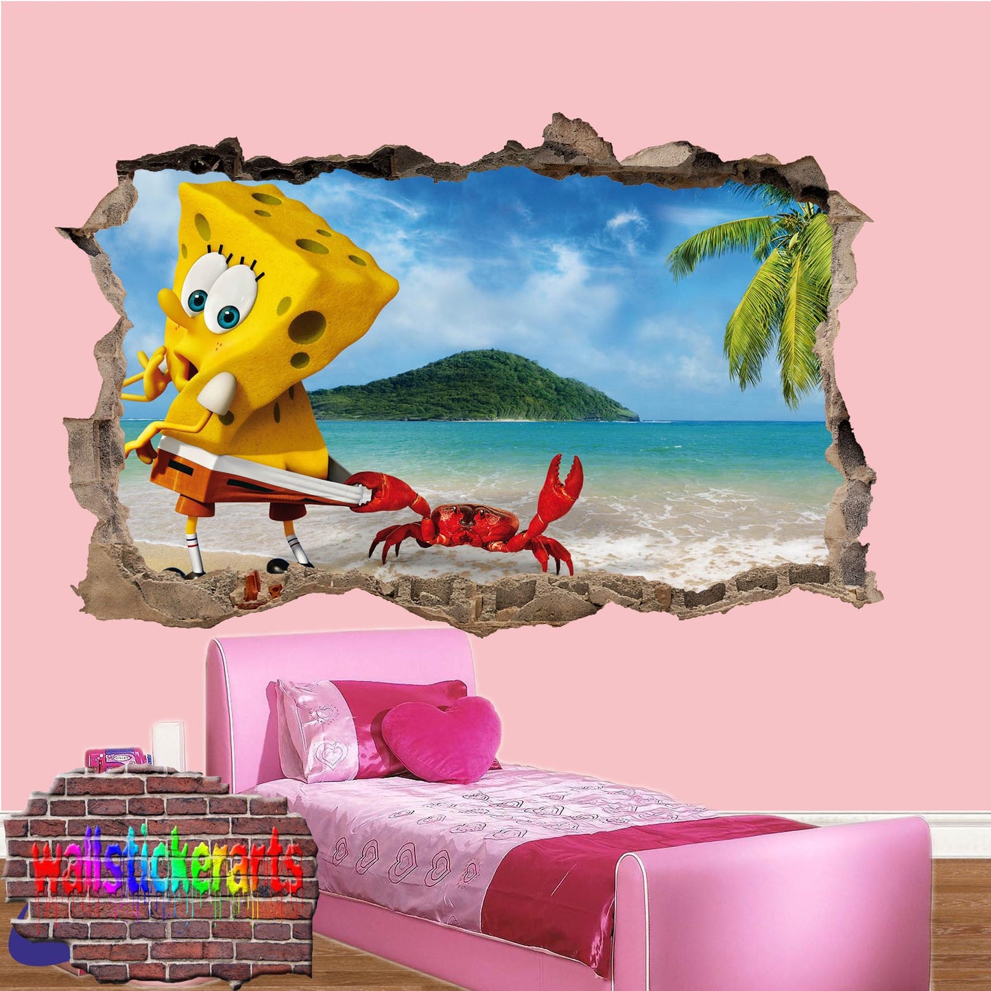 Spongebob Square Pants Cartoon Characters 3d Art Wall Sticker Room Nursery Shop Decor Decal Mural