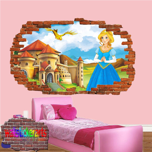 Princess Castle Cartoon Character 3d Art Wall Sticker Room Office Nursery Decor Decal Mural YS0